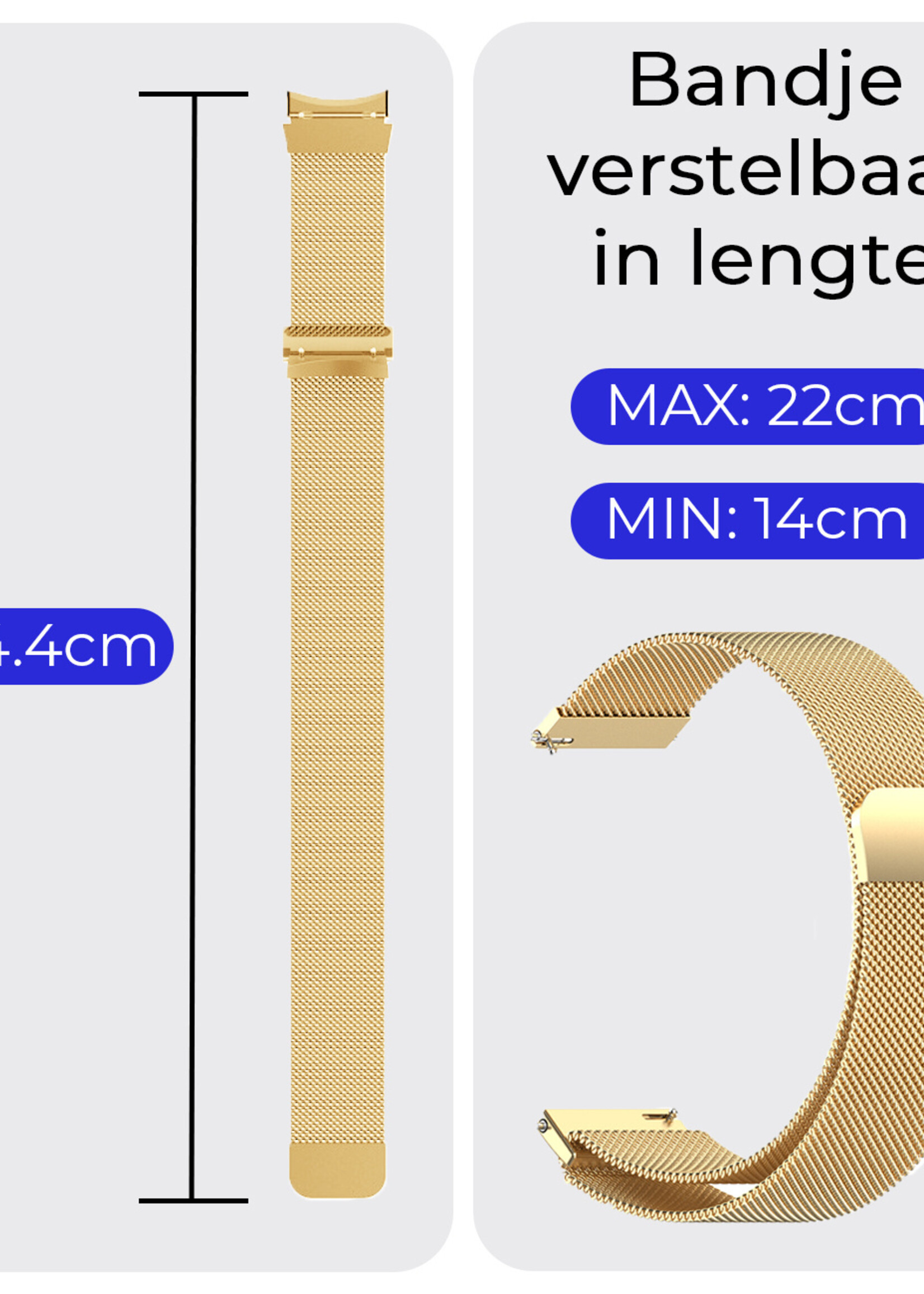 BTH Milanese Horlogeband Geschikt voor Samsung Watch 5 Bandje Milanees - Polsbandje Met Magneetsluiting Geschikt voor Samsung Galaxy Watch 5 Bandje Milanees - Goud