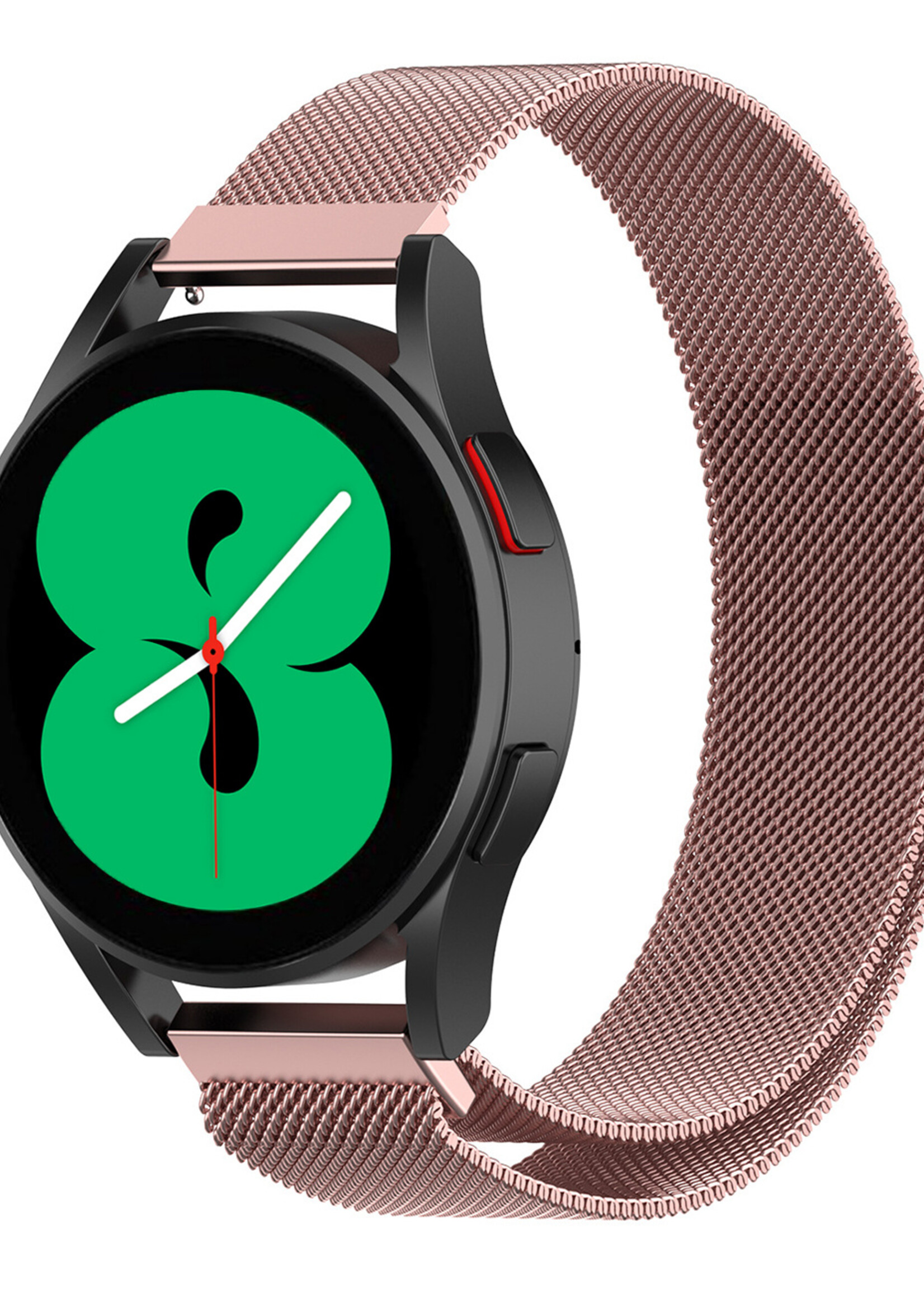 BTH Milanese Horlogeband Geschikt voor Samsung Watch 5 Bandje Milanees - Polsbandje Met Magneetsluiting Geschikt voor Samsung Galaxy Watch 5 Bandje Milanees - Rose Goud