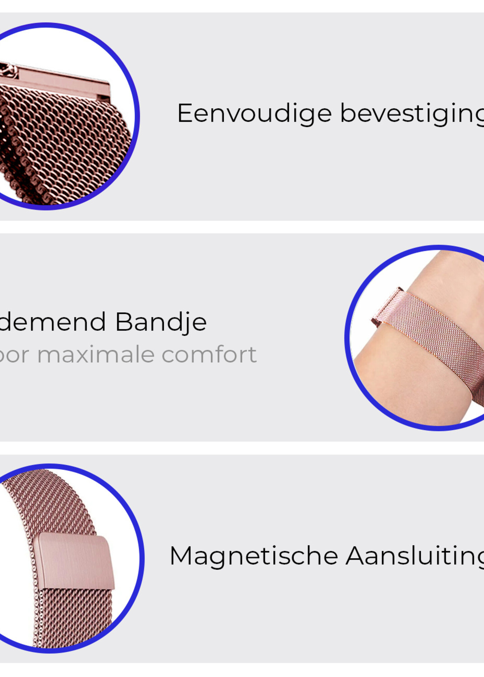 BTH Milanese Horlogeband Geschikt voor Samsung Watch 5 Bandje Milanees - Polsbandje Met Magneetsluiting Geschikt voor Samsung Galaxy Watch 5 Bandje Milanees - Rose Goud