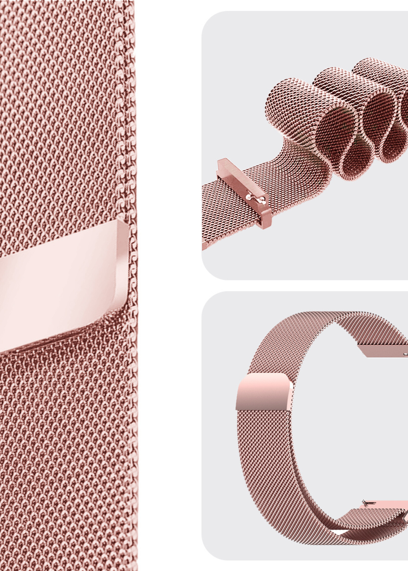 BTH Milanese Horlogeband Geschikt voor Samsung Watch 5 Bandje Milanees - Polsbandje Met Magneetsluiting Geschikt voor Samsung Galaxy Watch 5 Bandje Milanees - Rose Goud