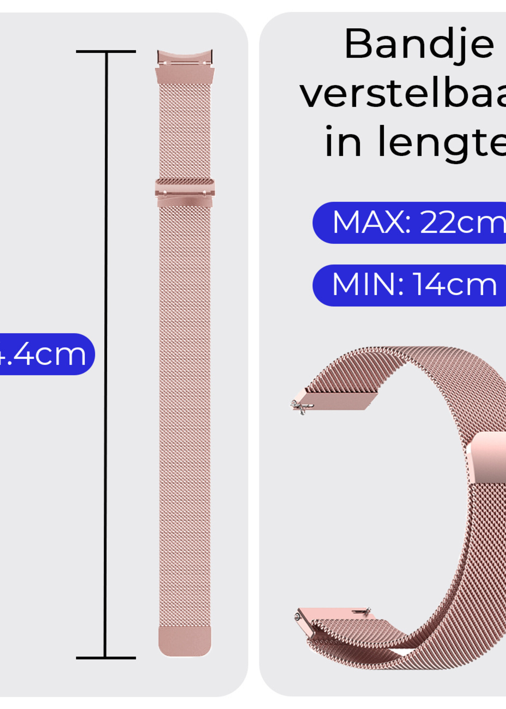 BTH Milanese Horlogeband Geschikt voor Samsung Watch 5 Bandje Milanees - Polsbandje Met Magneetsluiting Geschikt voor Samsung Galaxy Watch 5 Bandje Milanees - Rose Goud
