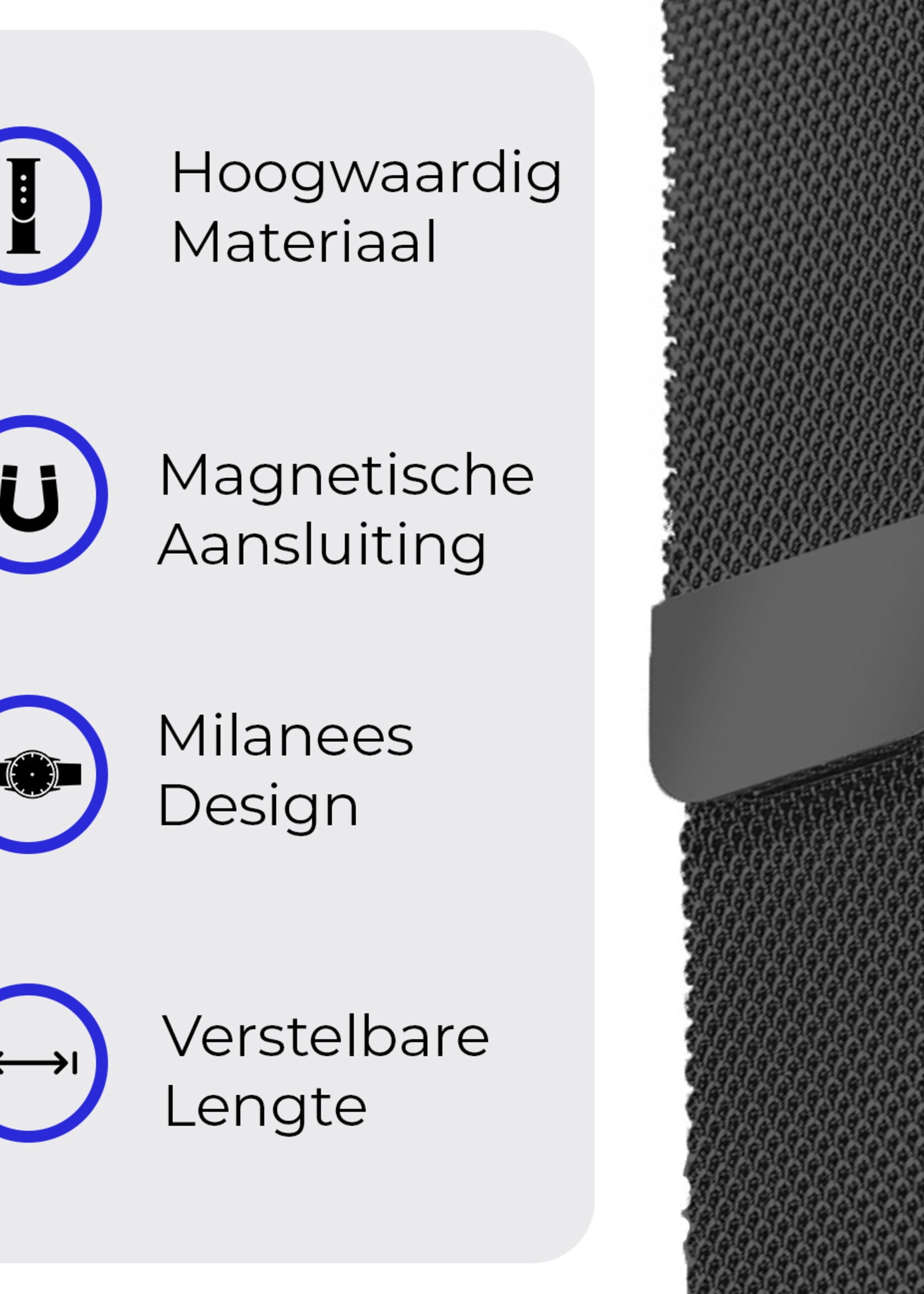 BTH Milanese Horlogeband Geschikt voor Samsung Watch 5 Bandje Milanees - Polsbandje Met Magneetsluiting Geschikt voor Samsung Galaxy Watch 5 Bandje Milanees - Zwart