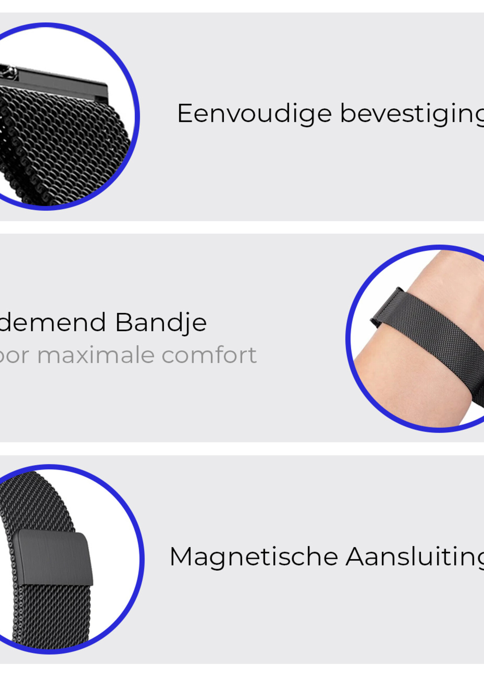 BTH Milanese Horlogeband Geschikt voor Samsung Watch 5 Bandje Milanees - Polsbandje Met Magneetsluiting Geschikt voor Samsung Galaxy Watch 5 Bandje Milanees - Zwart