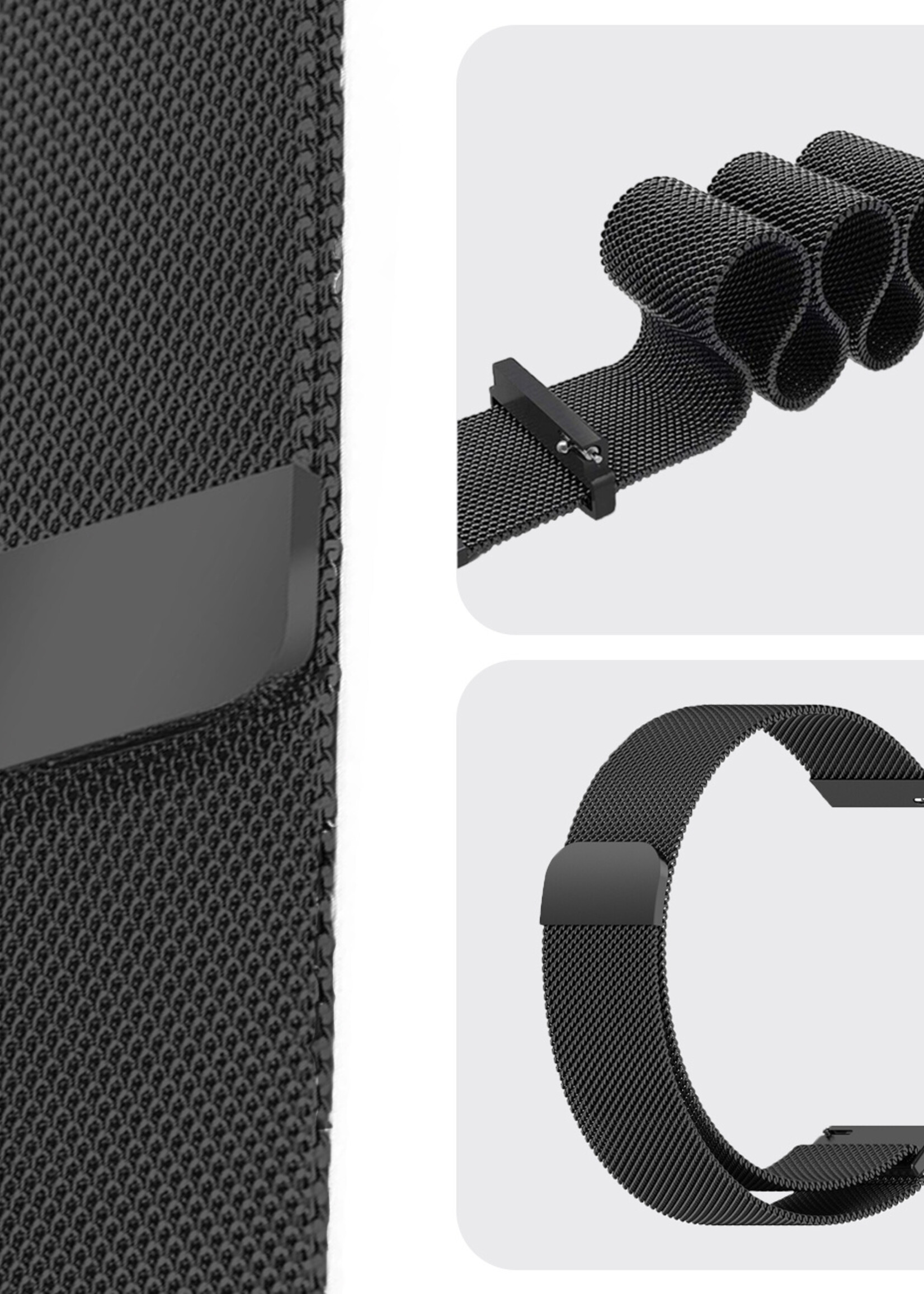 BTH Milanese Horlogeband Geschikt voor Samsung Watch 5 Bandje Milanees - Polsbandje Met Magneetsluiting Geschikt voor Samsung Galaxy Watch 5 Bandje Milanees - Zwart