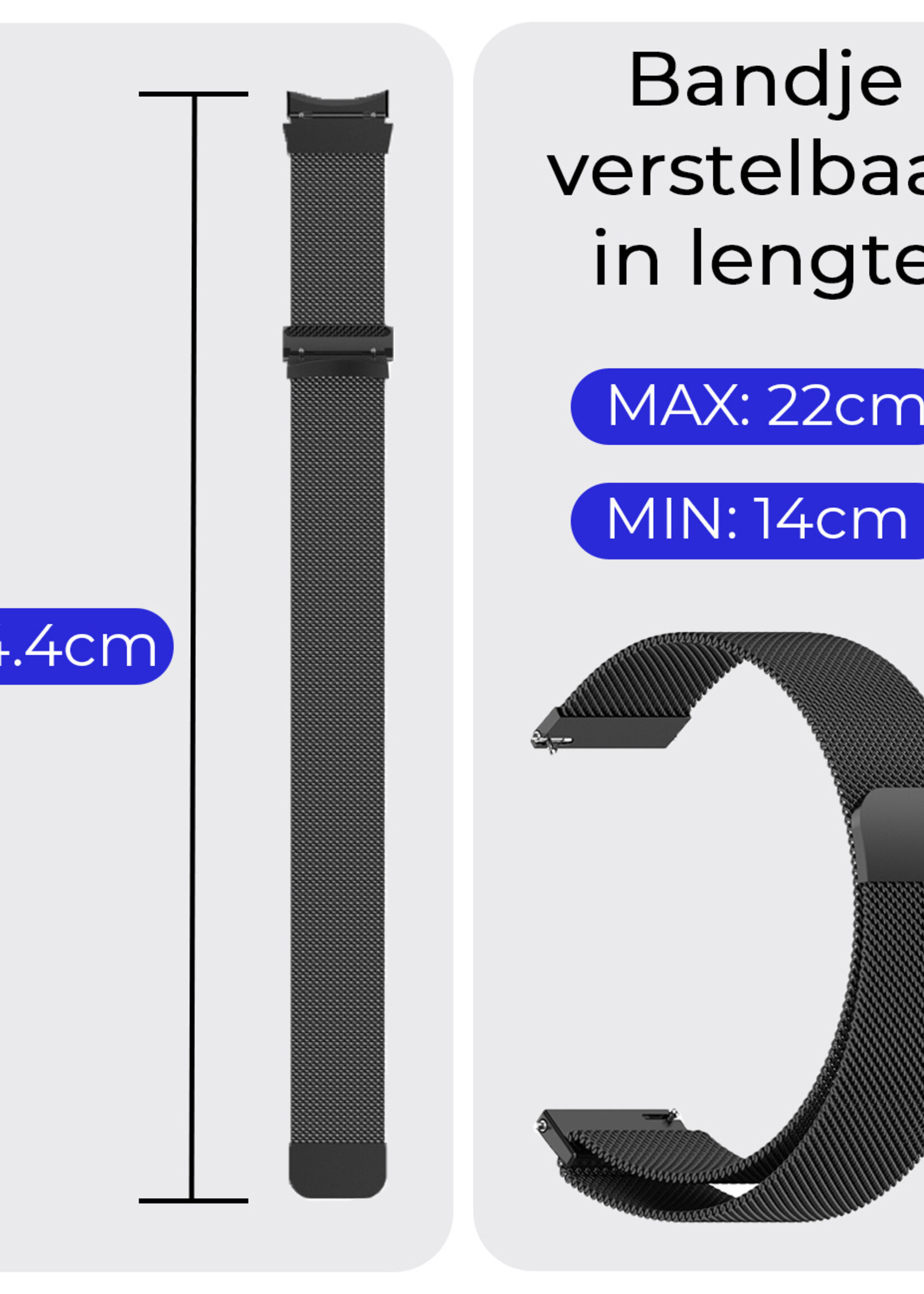 BTH Milanese Horlogeband Geschikt voor Samsung Watch 5 Bandje Milanees - Polsbandje Met Magneetsluiting Geschikt voor Samsung Galaxy Watch 5 Bandje Milanees - Zwart