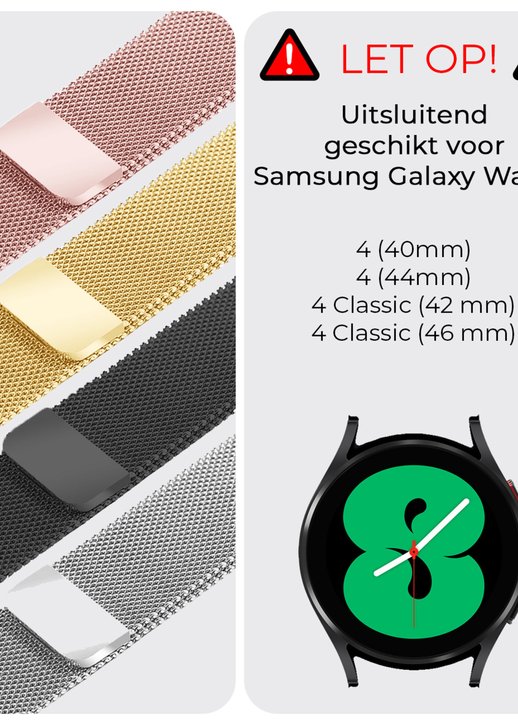 BTH Milanese Horlogeband Geschikt voor Samsung Watch 6 Bandje Milanees - Polsbandje Met Magneetsluiting Geschikt voor Samsung Galaxy Watch 6 Bandje Milanees - Zwart
