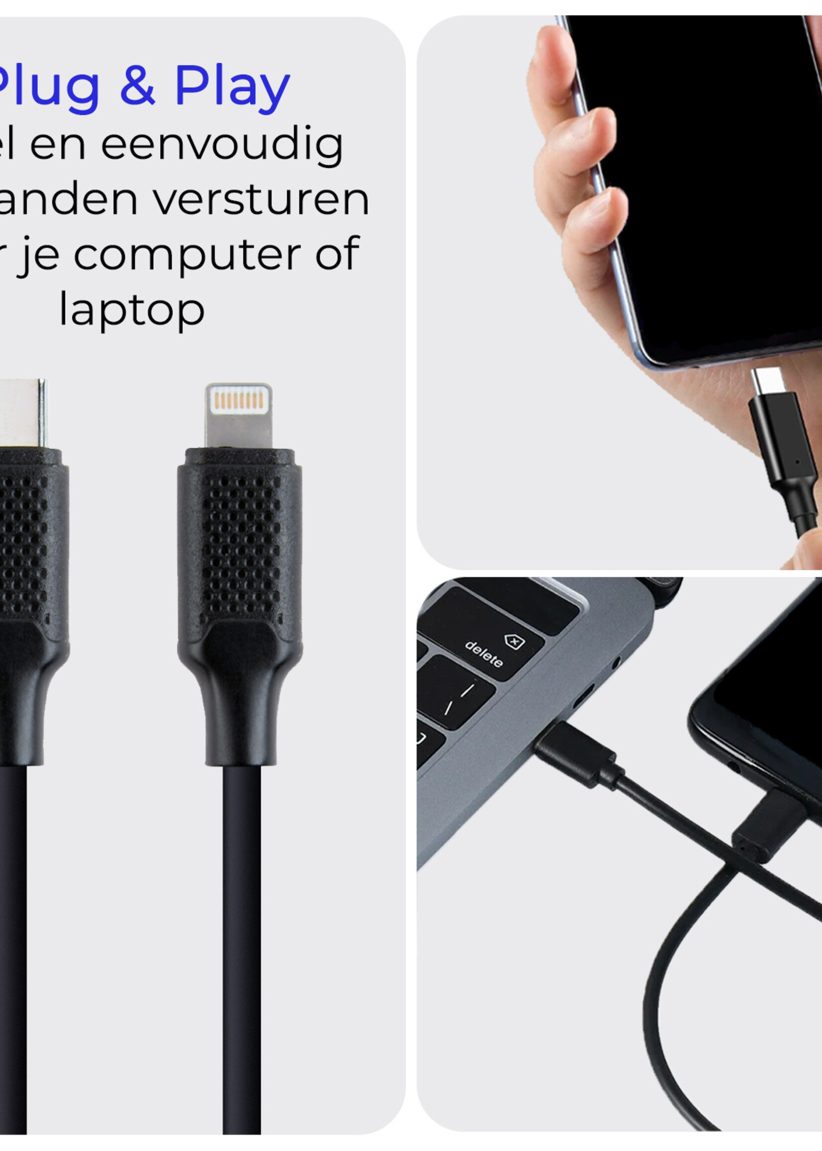 BTH USB-C Kabels Oplaadkabel Datakabel USB C Kabel Geschikt voor iPhone Lightning - Geschikt voor USB C naar Lightning USB C Oplader - 1.5 meter - Zwart