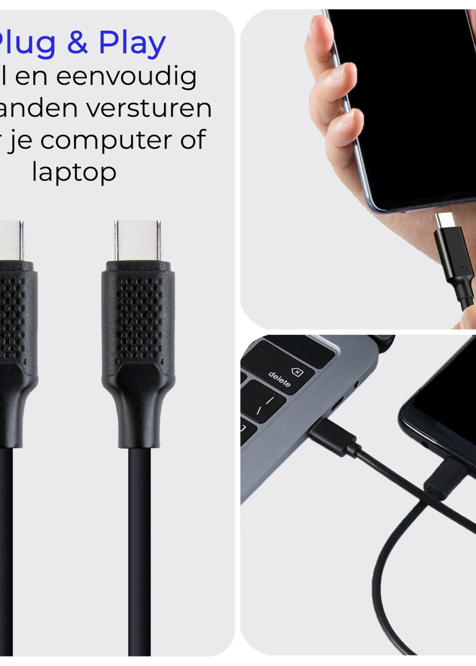 BTH USB-C Kabels Oplaadkabel (100W) Datakabel USB C Kabel - USB C naar USB C Kabel - USB C Oplader - 1.5 meter - Zwart