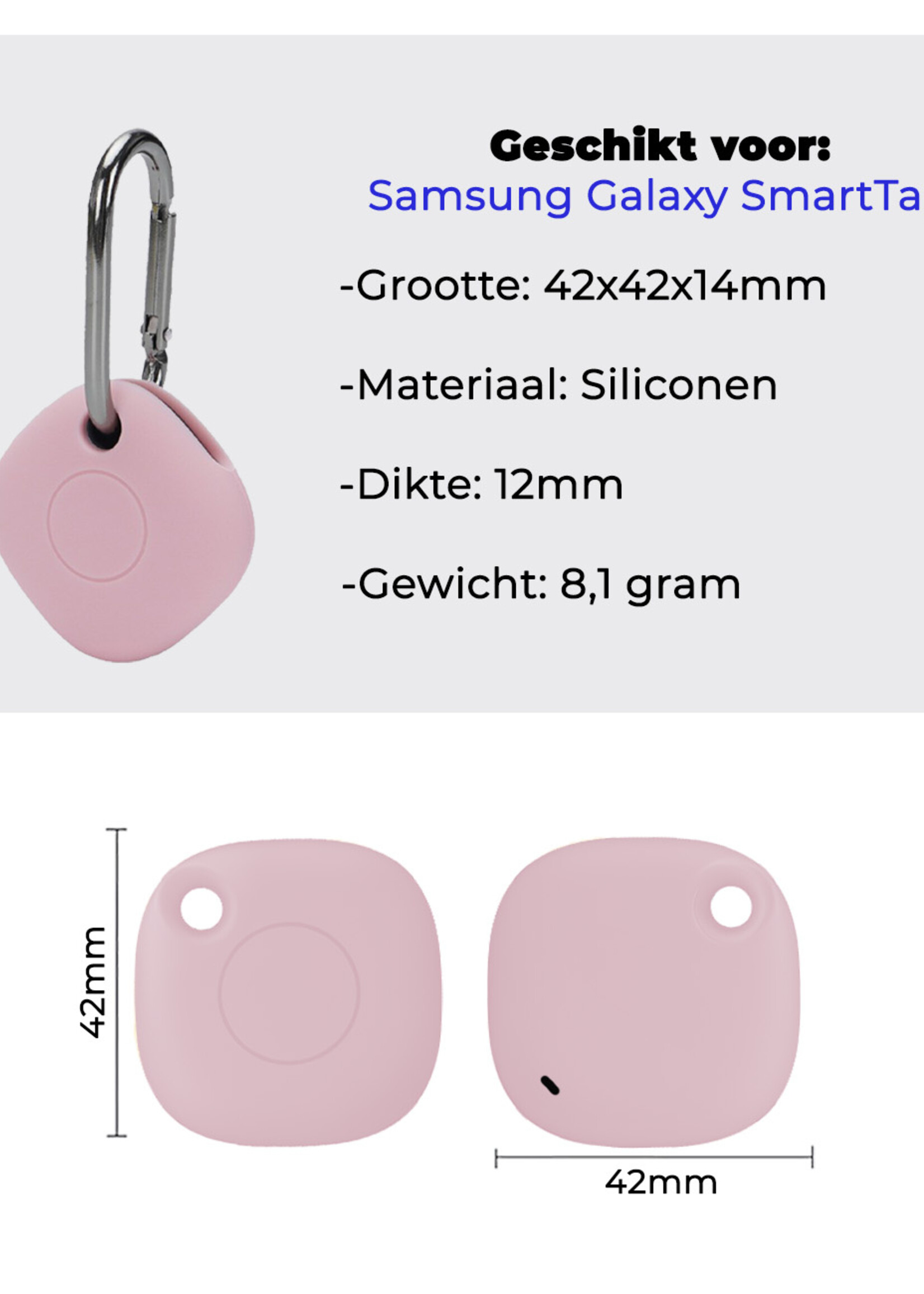 BTH Hoesje Geschikt voor Samsung Galaxy SmartTag Sleutelhanger Siliconen Hoes - Siliconen Case Geschikt voor Samsung Galaxy SmartTag Hoesje - Roze