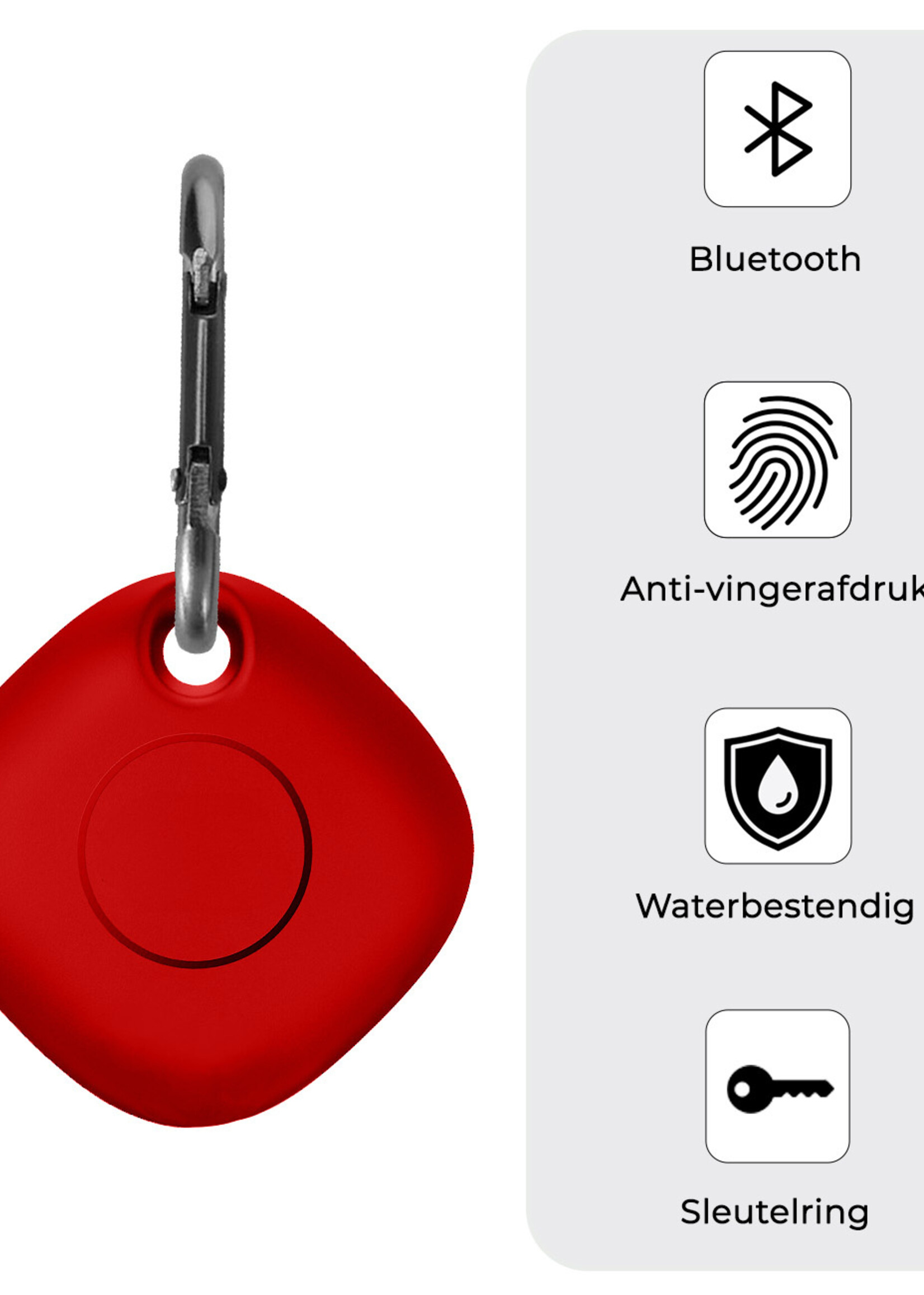 BTH Hoesje Geschikt voor Samsung Galaxy SmartTag+ Sleutelhanger Siliconen Hoes - Siliconen Case Geschikt voor Samsung Galaxy SmartTag+ Hoesje - Rood