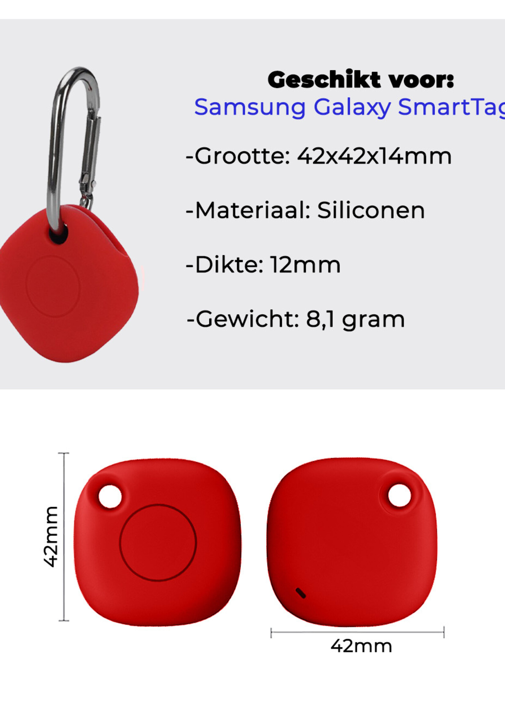 BTH Hoesje Geschikt voor Samsung Galaxy SmartTag+ Sleutelhanger Siliconen Hoes - Siliconen Case Geschikt voor Samsung Galaxy SmartTag+ Hoesje - Rood