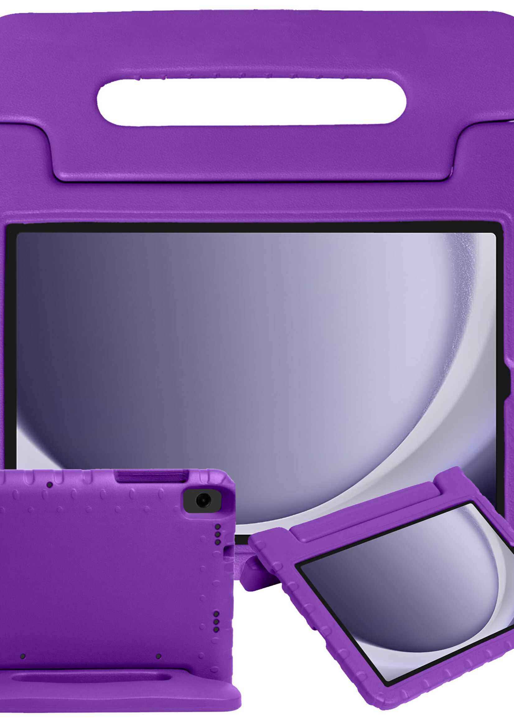 BTH Kinderhoes Geschikt voor Samsung Galaxy Tab A9 Hoes Kinder Hoesje Kids Case Cover Kidsproof - Hoesje Geschikt voor Samsung Tab A9 Hoesje Kinder Hoes - Paars