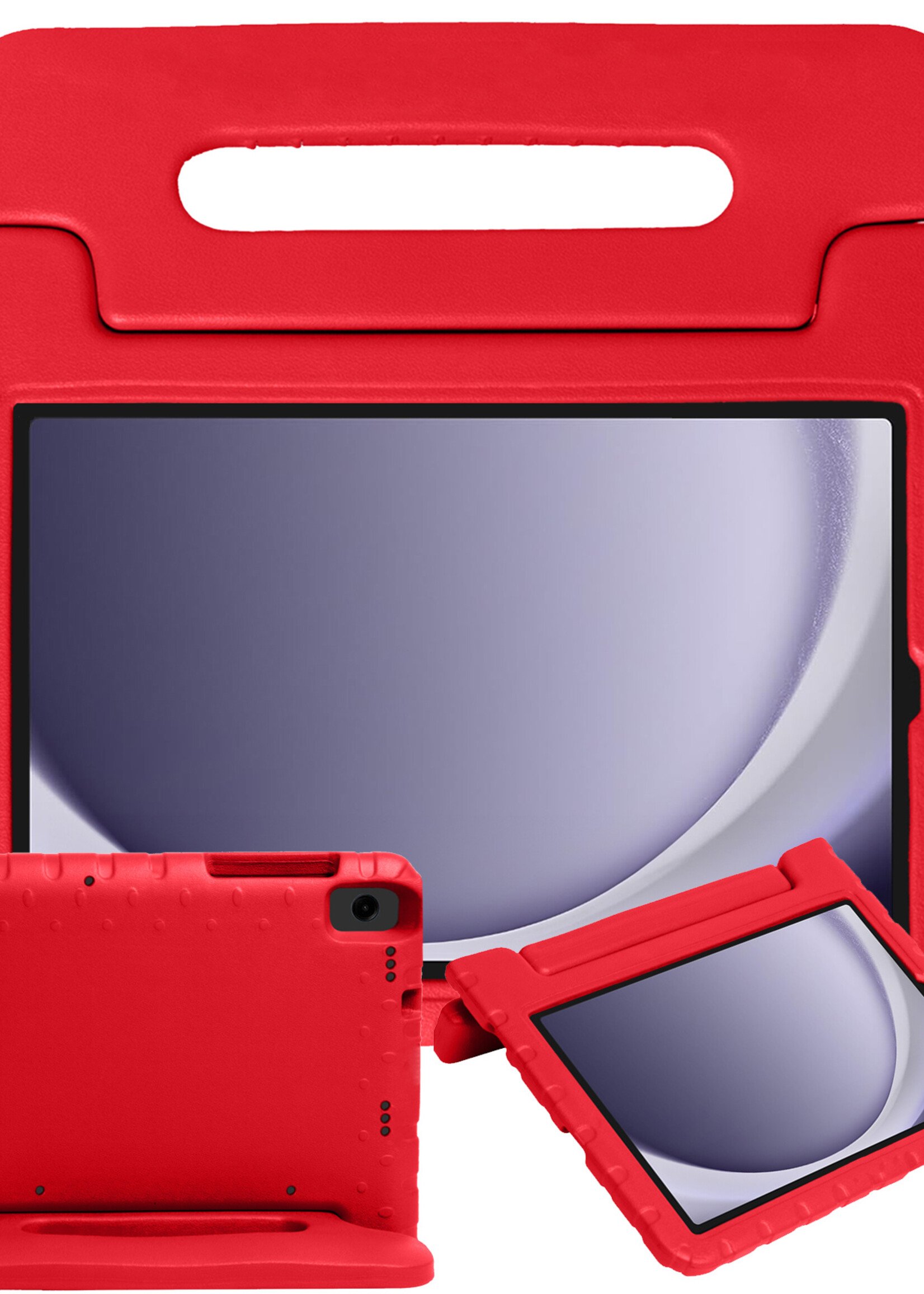 BTH Kinderhoes Geschikt voor Samsung Galaxy Tab A9 Hoes Kinder Hoesje Kids Case Cover Kidsproof - Hoesje Geschikt voor Samsung Tab A9 Hoesje Kinder Hoes - Rood
