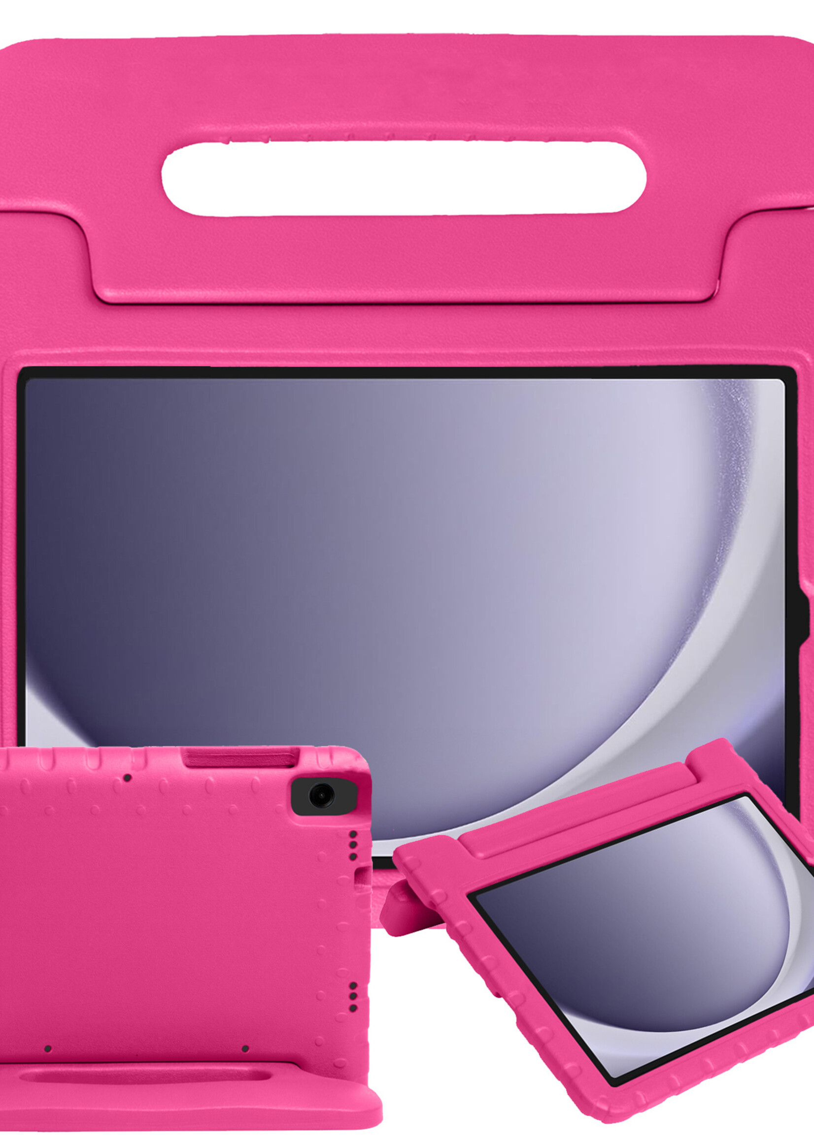 BTH Kinderhoes Geschikt voor Samsung Galaxy Tab A9 Hoes Kinder Hoesje Kids Case Cover Kidsproof - Hoesje Geschikt voor Samsung Tab A9 Hoesje Kinder Hoes - Roze