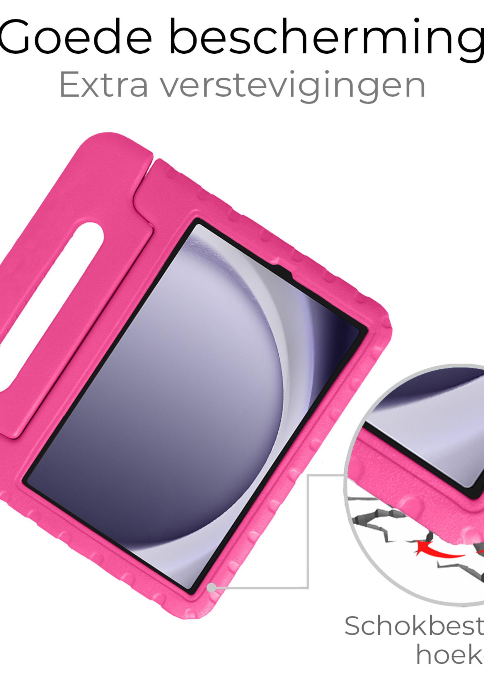 BTH Kinderhoes Geschikt voor Samsung Galaxy Tab A9 Hoes Kinder Hoesje Kids Case Cover Kidsproof - Hoesje Geschikt voor Samsung Tab A9 Hoesje Kinder Hoes - Roze