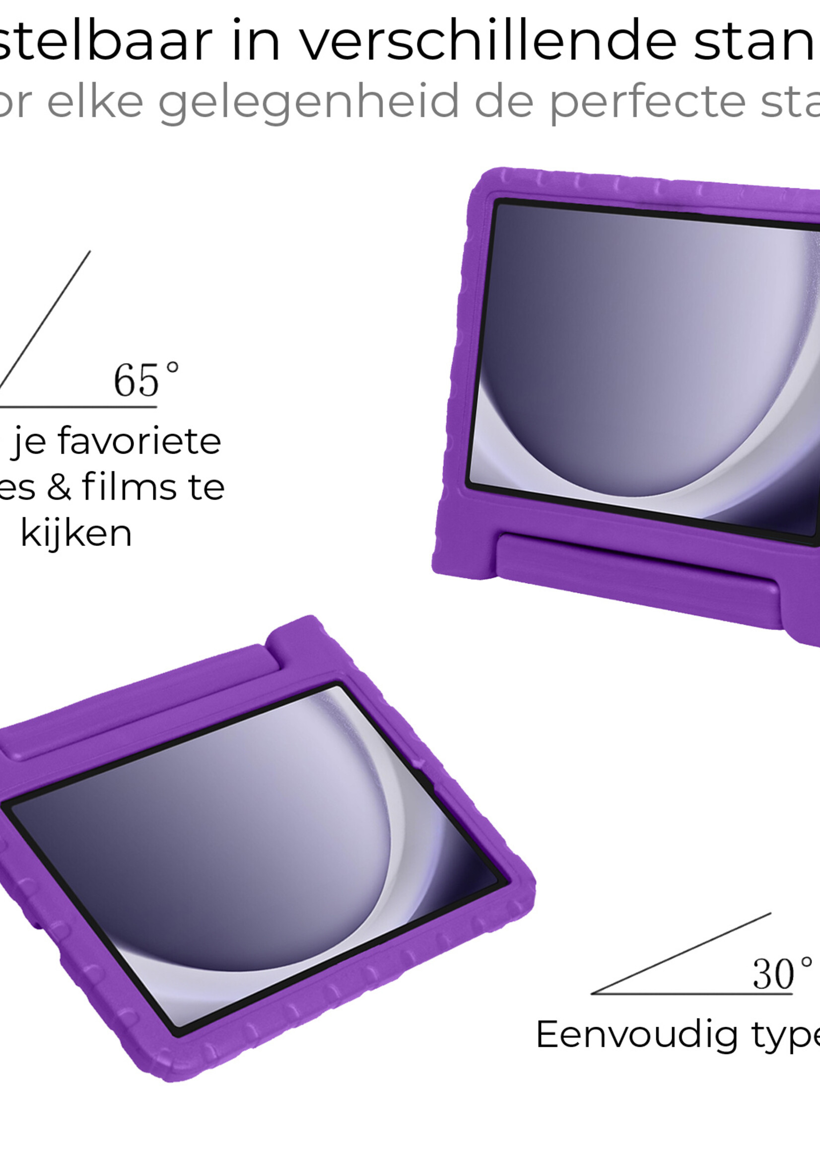 BTH Kinderhoes Geschikt voor Samsung Galaxy Tab A9 Plus Hoes Kinder Hoesje Kids Case Cover Kidsproof - Hoesje Geschikt voor Samsung Tab A9 Plus Hoesje Kinder Hoes - Paars
