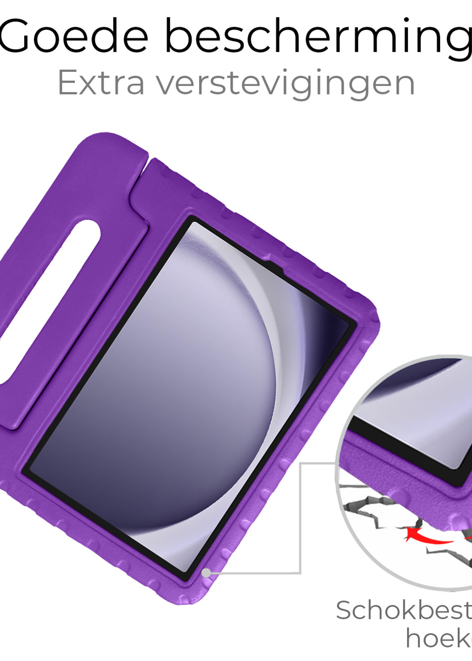 BTH Kinderhoes Geschikt voor Samsung Galaxy Tab A9 Plus Hoes Kinder Hoesje Kids Case Cover Kidsproof - Hoesje Geschikt voor Samsung Tab A9 Plus Hoesje Kinder Hoes - Paars