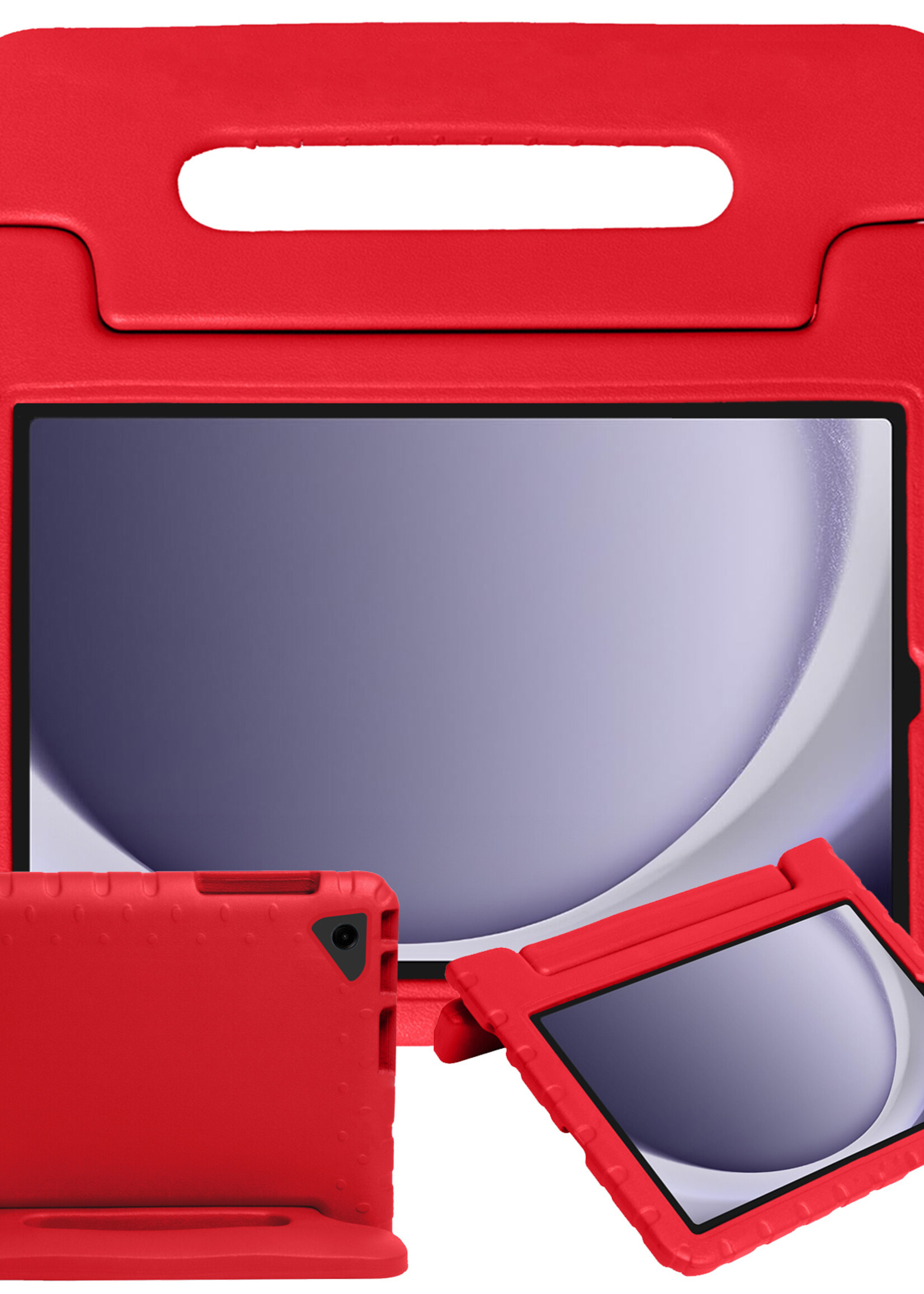 BTH Kinderhoes Geschikt voor Samsung Galaxy Tab A9 Plus Hoes Kinder Hoesje Kids Case Cover Kidsproof - Hoesje Geschikt voor Samsung Tab A9 Plus Hoesje Kinder Hoes - Rood