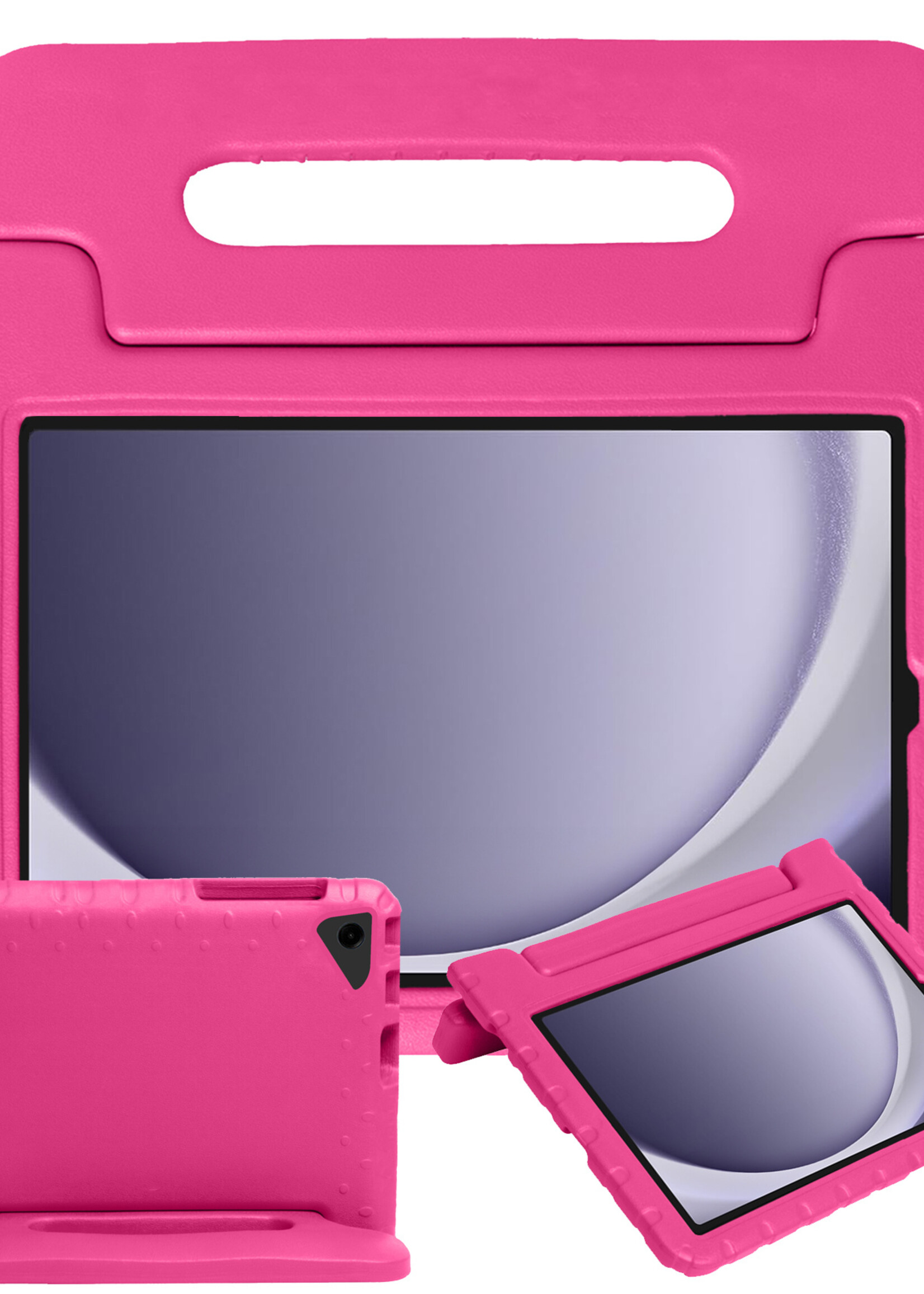 BTH Kinderhoes Geschikt voor Samsung Galaxy Tab A9 Plus Hoes Kinder Hoesje Kids Case Cover Kidsproof - Hoesje Geschikt voor Samsung Tab A9 Plus Hoesje Kinder Hoes - Roze