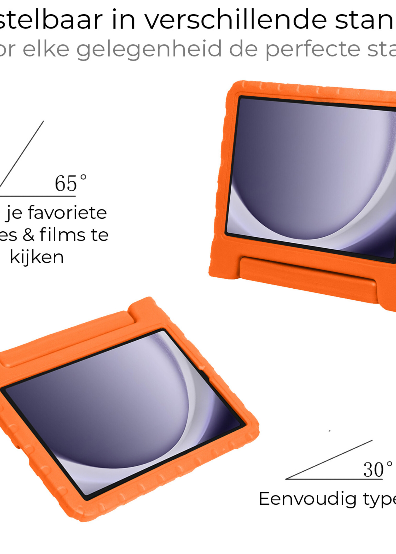 BTH Kinderhoes Geschikt voor Samsung Galaxy Tab A9 Hoes Kinder Hoesje Kids Case Cover Kidsproof Met Screenprotector - Hoesje Geschikt voor Samsung Tab A9 Hoesje Kinder Hoes - Oranje