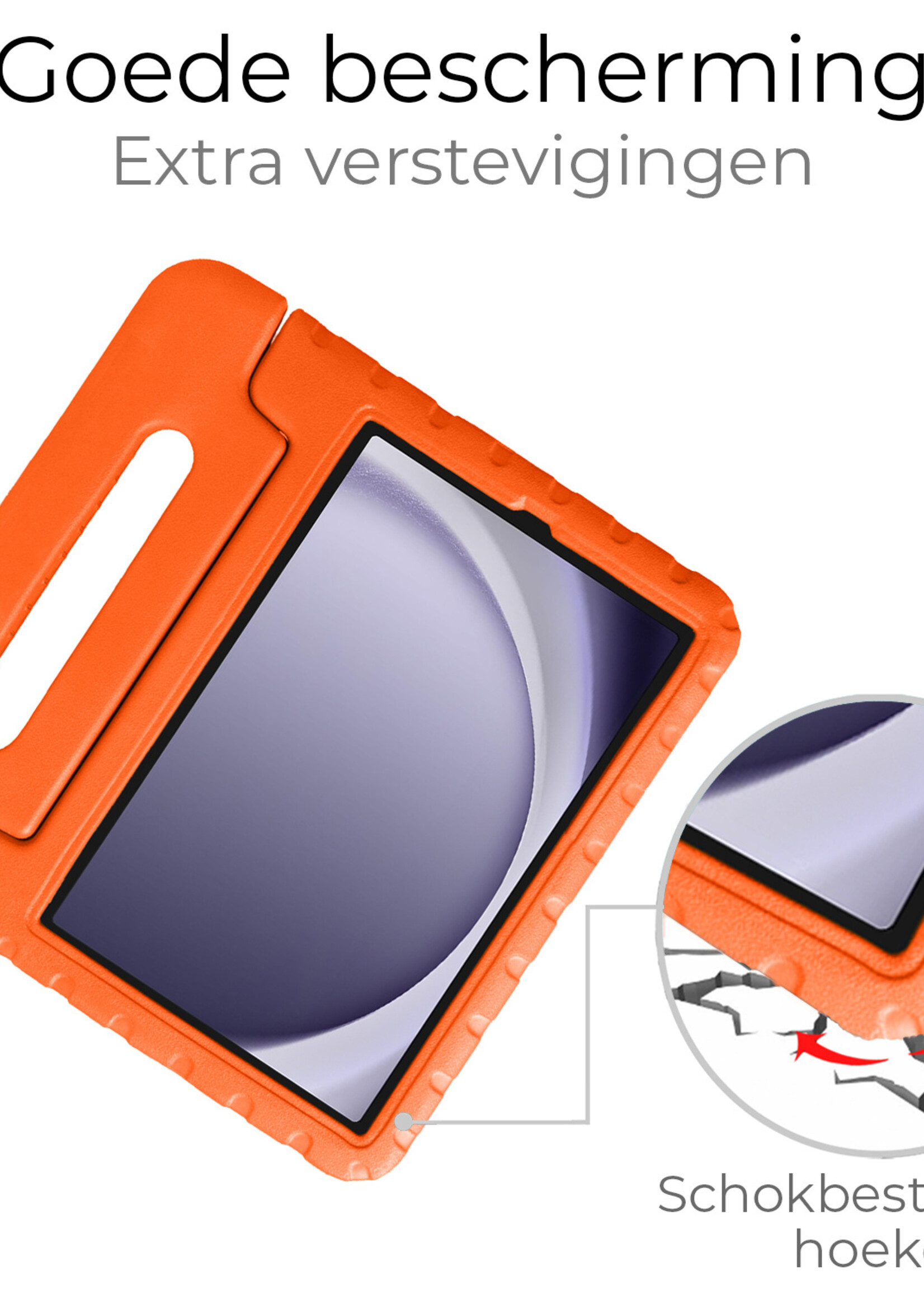 BTH Kinderhoes Geschikt voor Samsung Galaxy Tab A9 Hoes Kinder Hoesje Kids Case Cover Kidsproof Met Screenprotector - Hoesje Geschikt voor Samsung Tab A9 Hoesje Kinder Hoes - Oranje