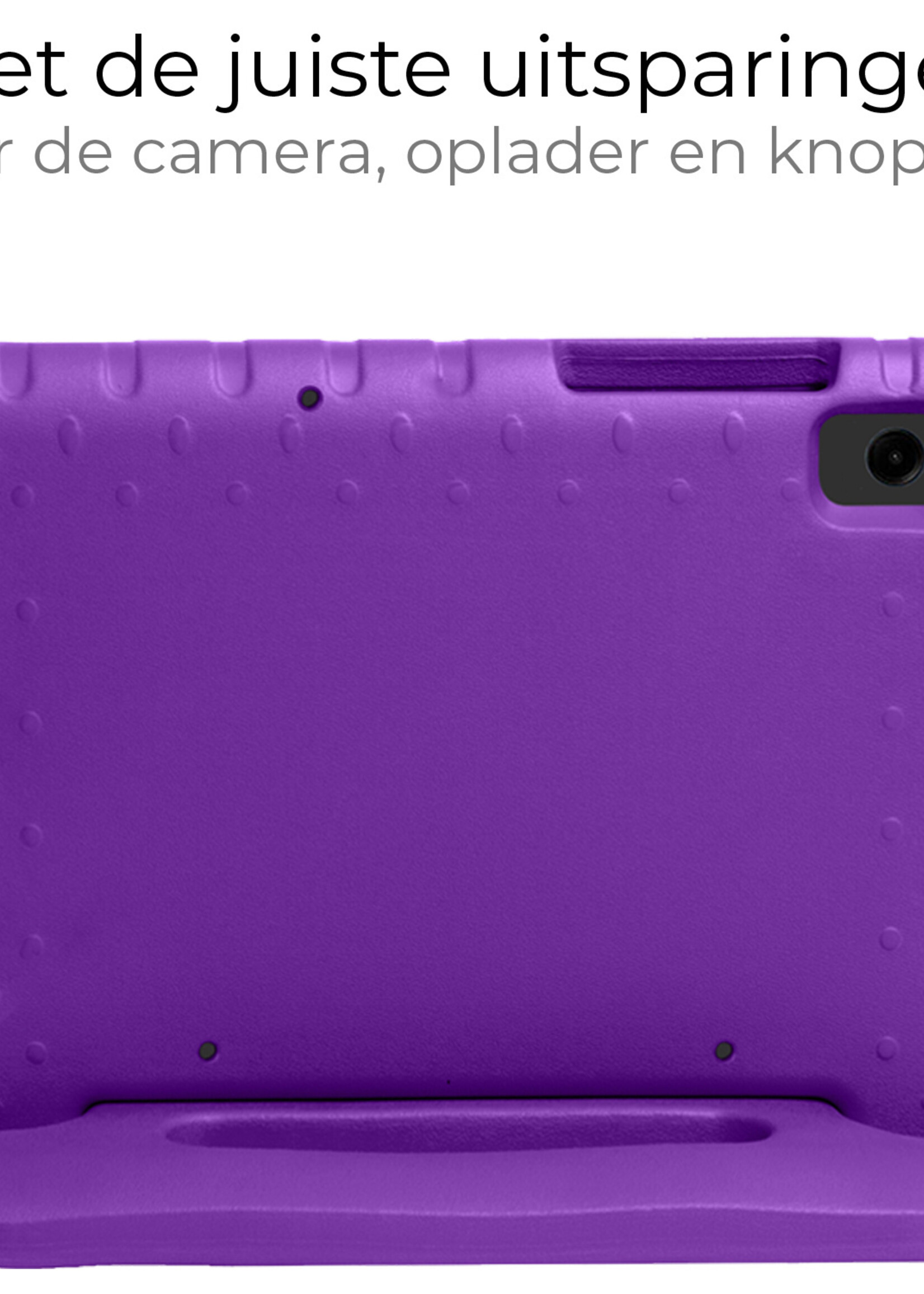 BTH Kinderhoes Geschikt voor Samsung Galaxy Tab A9 Hoes Kinder Hoesje Kids Case Cover Kidsproof Met 2x Screenprotector - Hoesje Geschikt voor Samsung Tab A9 Hoesje Kinder Hoes - Paars