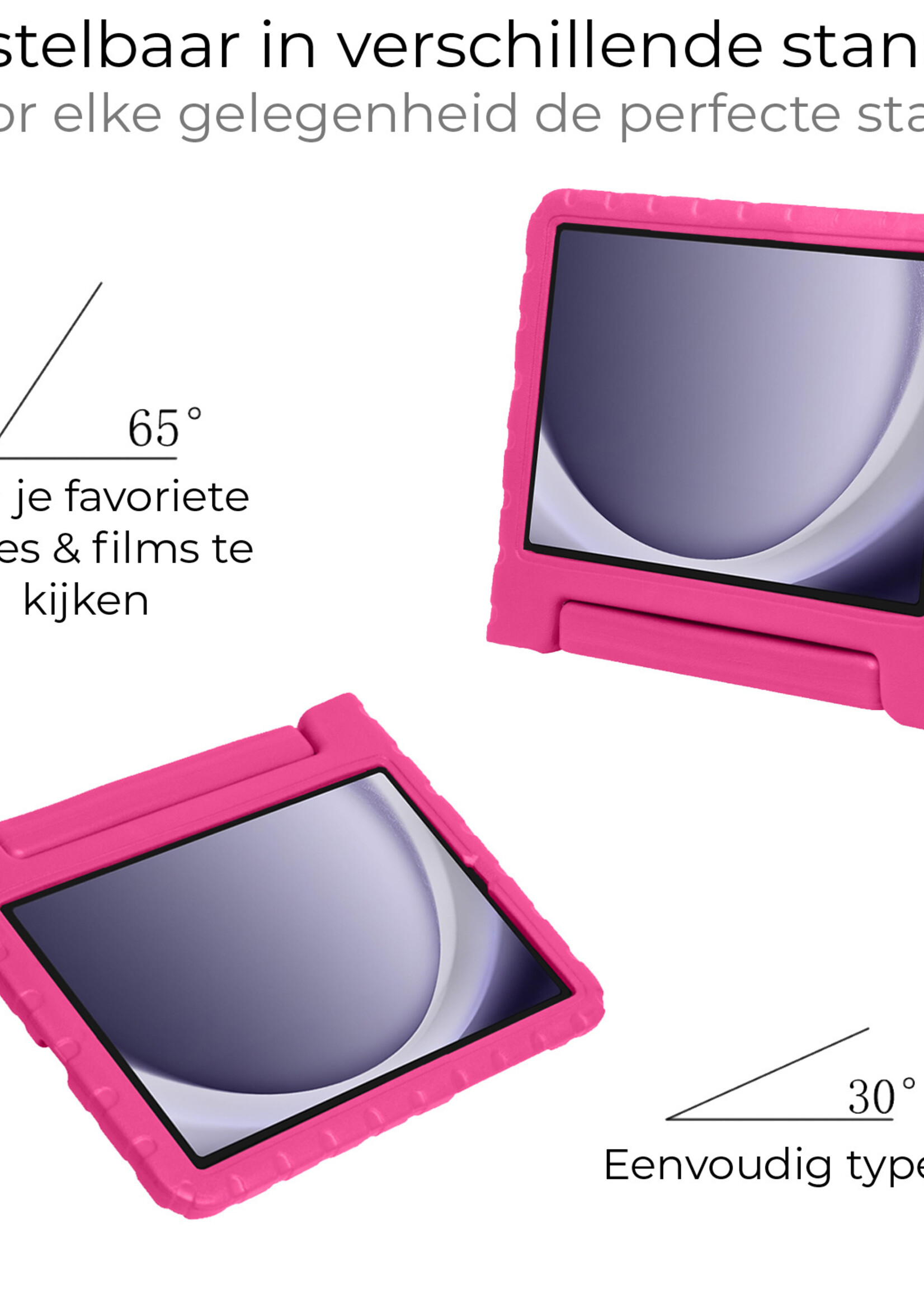 BTH Kinderhoes Geschikt voor Samsung Galaxy Tab A9 Hoes Kinder Hoesje Kids Case Cover Kidsproof Met 2x Screenprotector - Hoesje Geschikt voor Samsung Tab A9 Hoesje Kinder Hoes - Roze