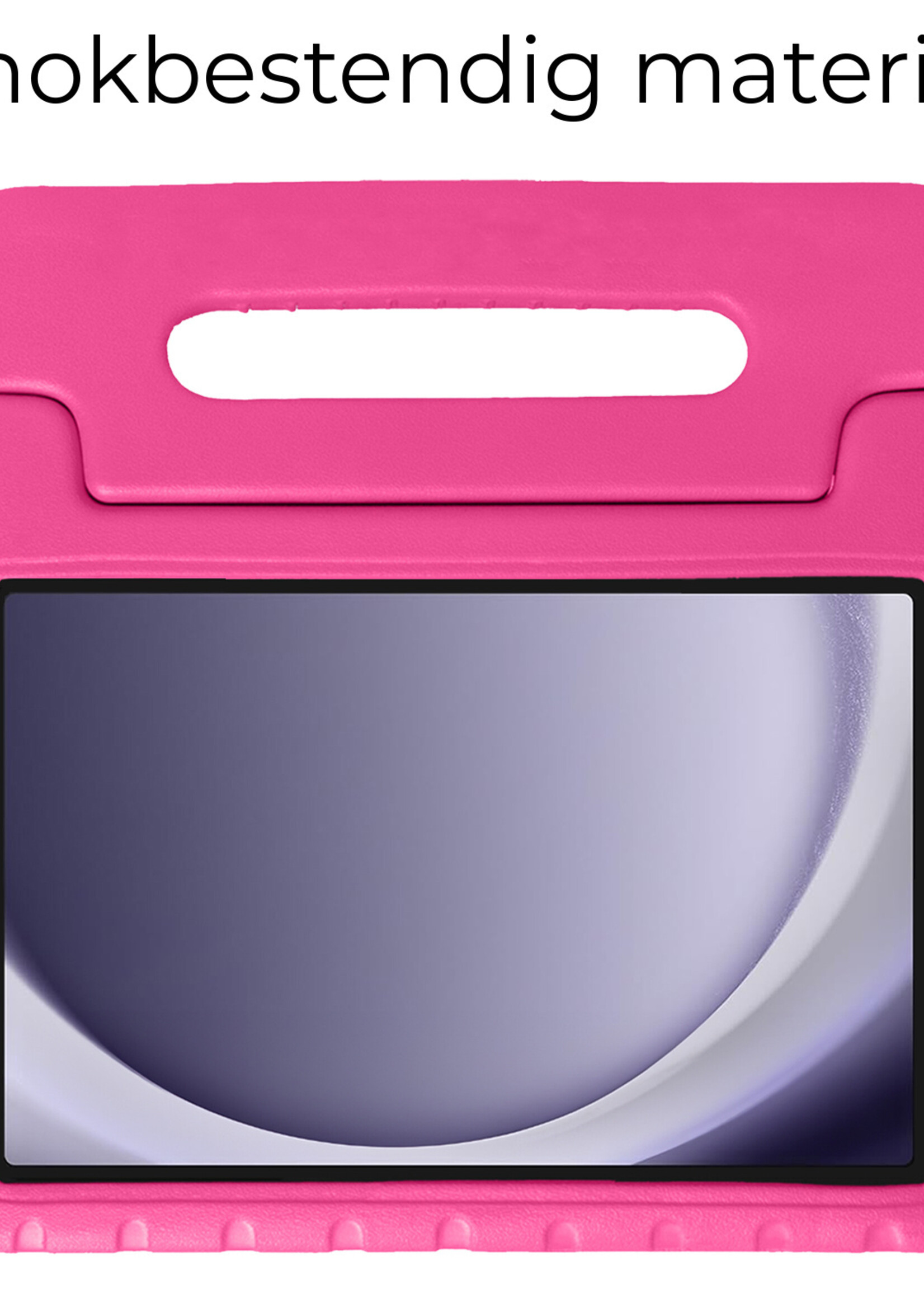 BTH Kinderhoes Geschikt voor Samsung Galaxy Tab A9 Hoes Kinder Hoesje Kids Case Cover Kidsproof Met 2x Screenprotector - Hoesje Geschikt voor Samsung Tab A9 Hoesje Kinder Hoes - Roze