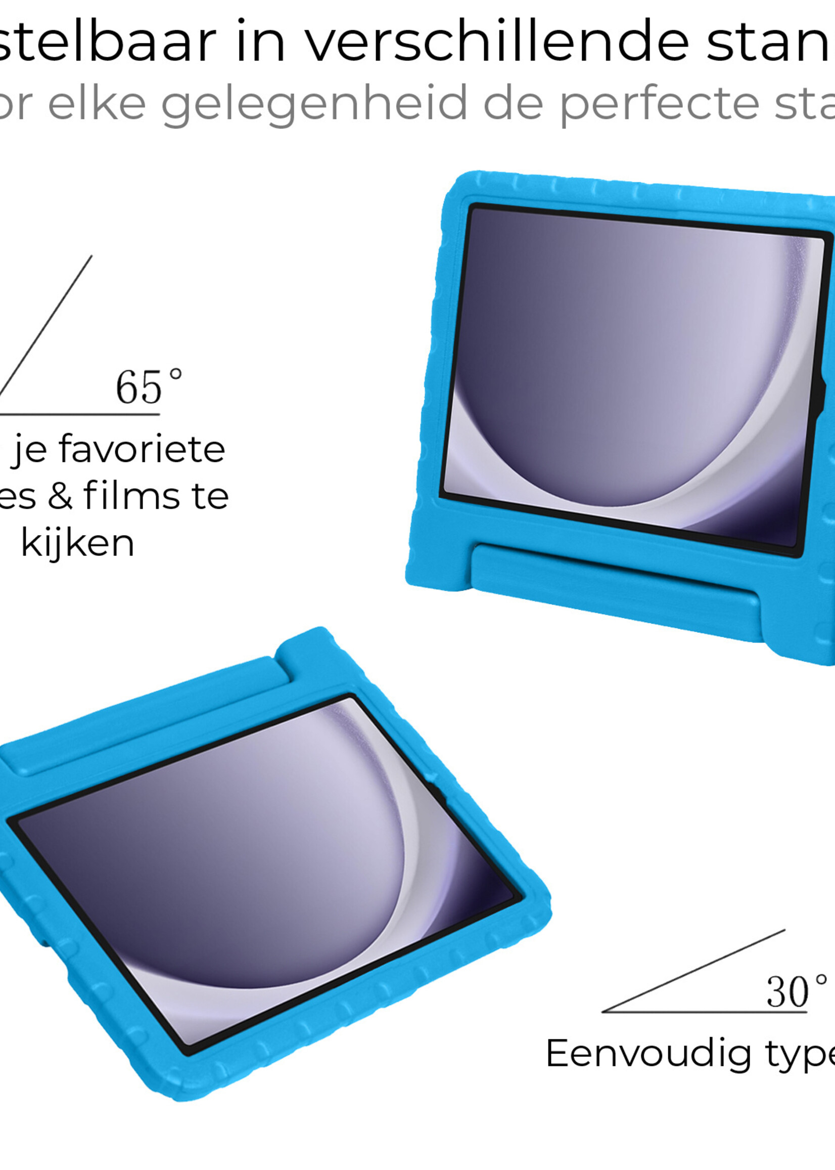 BTH Kinderhoes Geschikt voor Samsung Galaxy Tab A9 Plus Hoes Kinder Hoesje Kids Case Cover Kidsproof Met Screenprotector - Hoesje Geschikt voor Samsung Tab A9 Plus Hoesje Kinder Hoes - Blauw