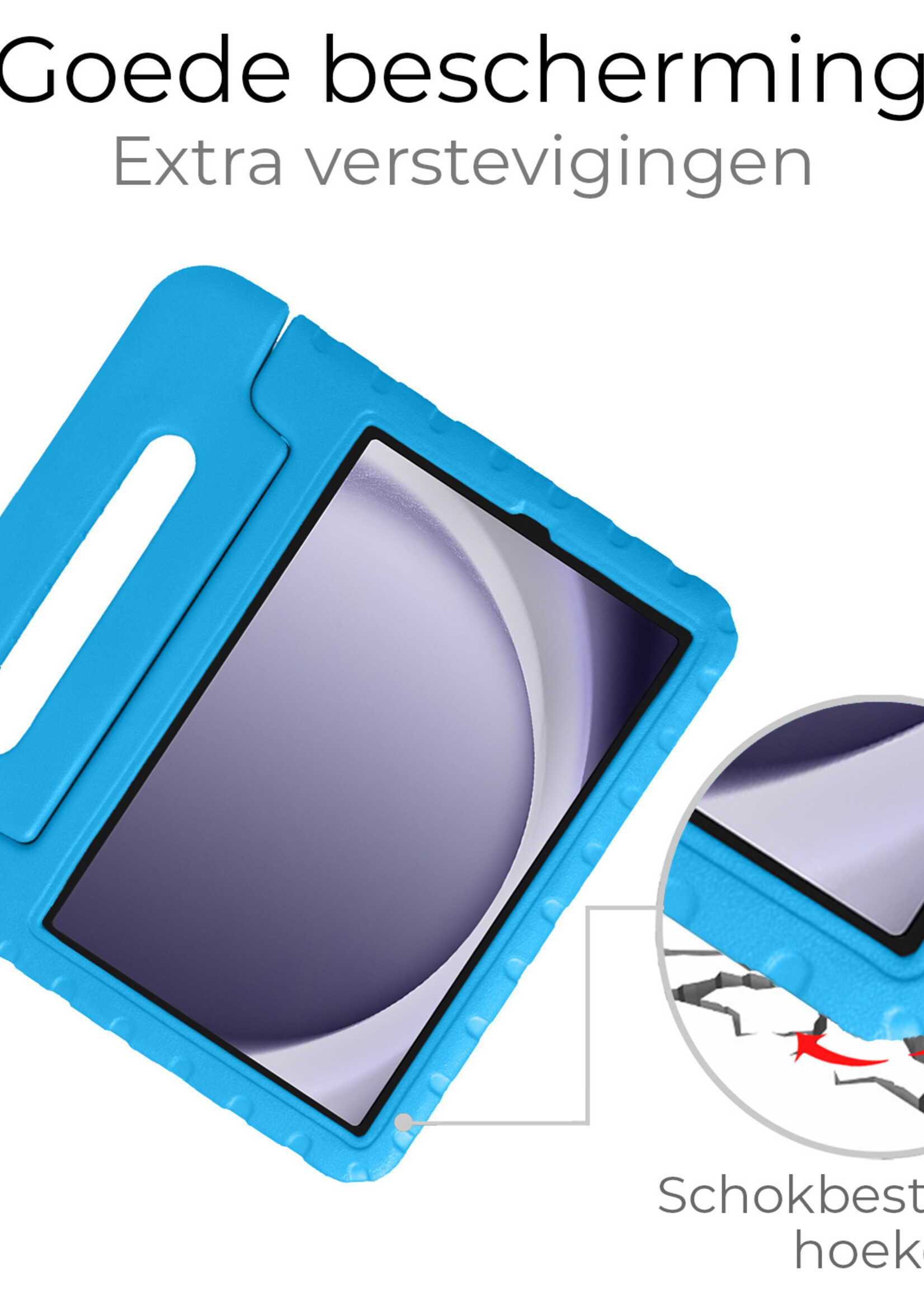 BTH Kinderhoes Geschikt voor Samsung Galaxy Tab A9 Plus Hoes Kinder Hoesje Kids Case Cover Kidsproof Met Screenprotector - Hoesje Geschikt voor Samsung Tab A9 Plus Hoesje Kinder Hoes - Blauw