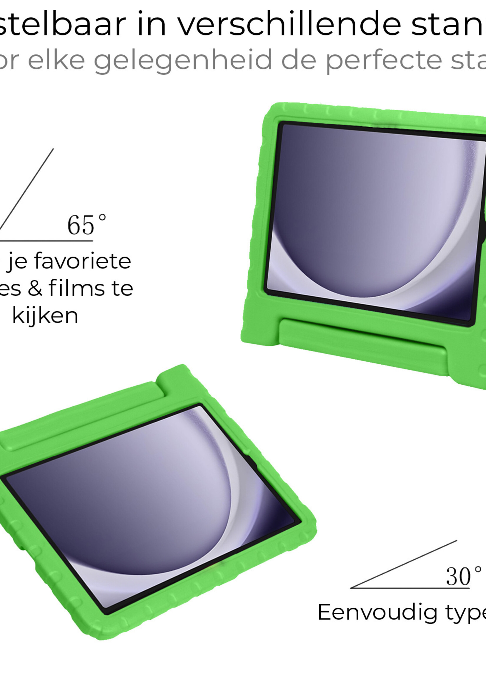 BTH Kinderhoes Geschikt voor Samsung Galaxy Tab A9 Plus Hoes Kinder Hoesje Kids Case Cover Kidsproof Met Screenprotector - Hoesje Geschikt voor Samsung Tab A9 Plus Hoesje Kinder Hoes - Groen
