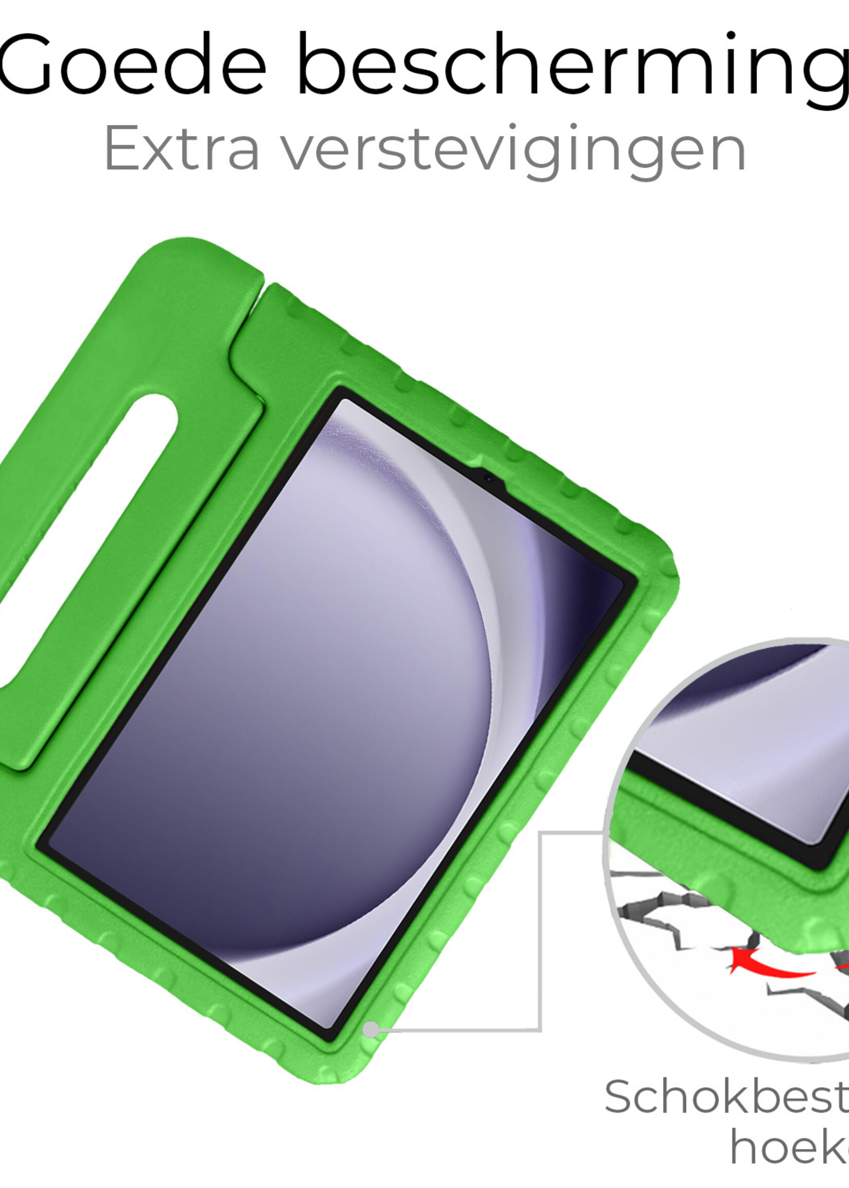 BTH Kinderhoes Geschikt voor Samsung Galaxy Tab A9 Plus Hoes Kinder Hoesje Kids Case Cover Kidsproof Met Screenprotector - Hoesje Geschikt voor Samsung Tab A9 Plus Hoesje Kinder Hoes - Groen