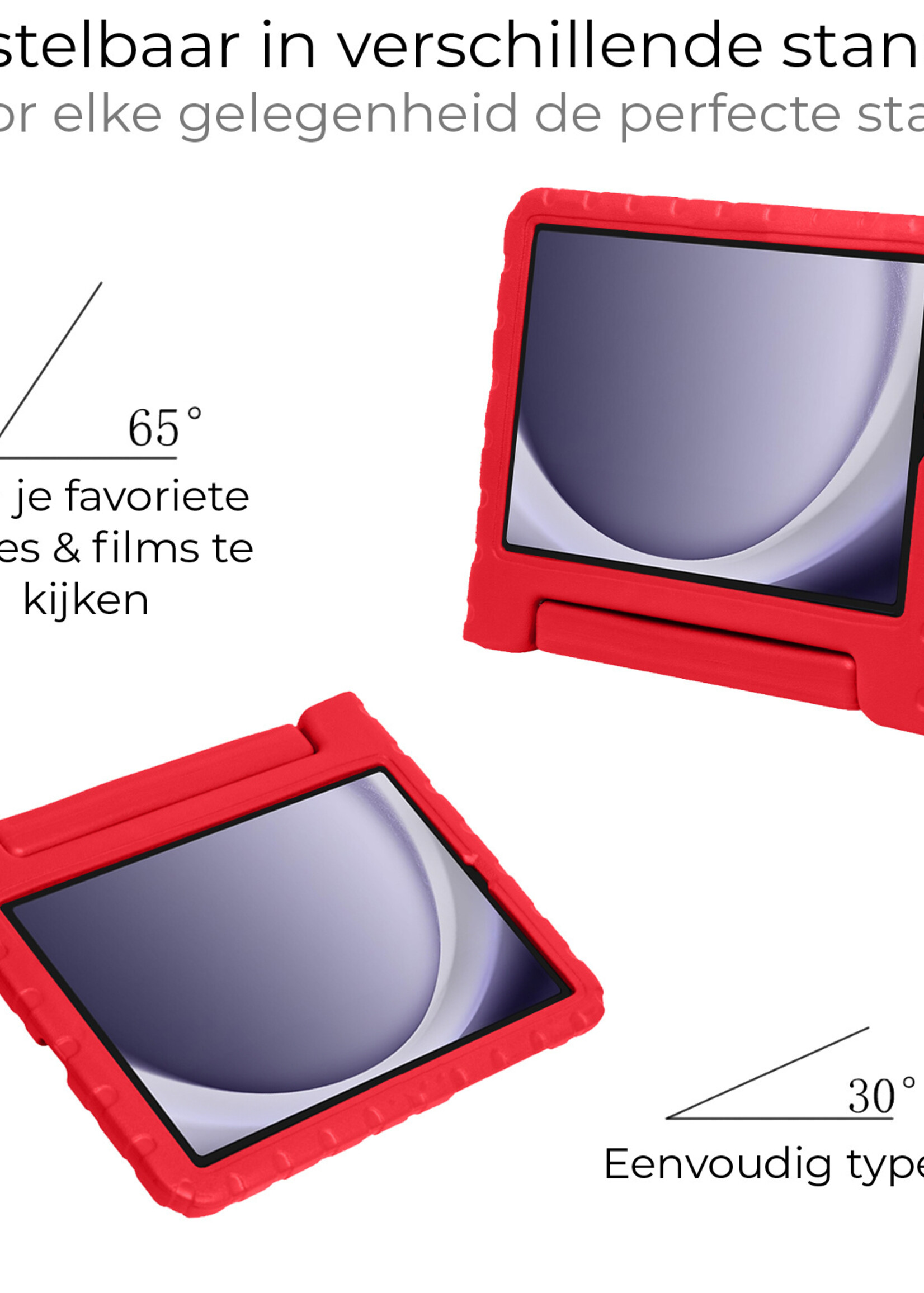 BTH Kinderhoes Geschikt voor Samsung Galaxy Tab A9 Plus Hoes Kinder Hoesje Kids Case Cover Kidsproof Met Screenprotector - Hoesje Geschikt voor Samsung Tab A9 Plus Hoesje Kinder Hoes - Rood