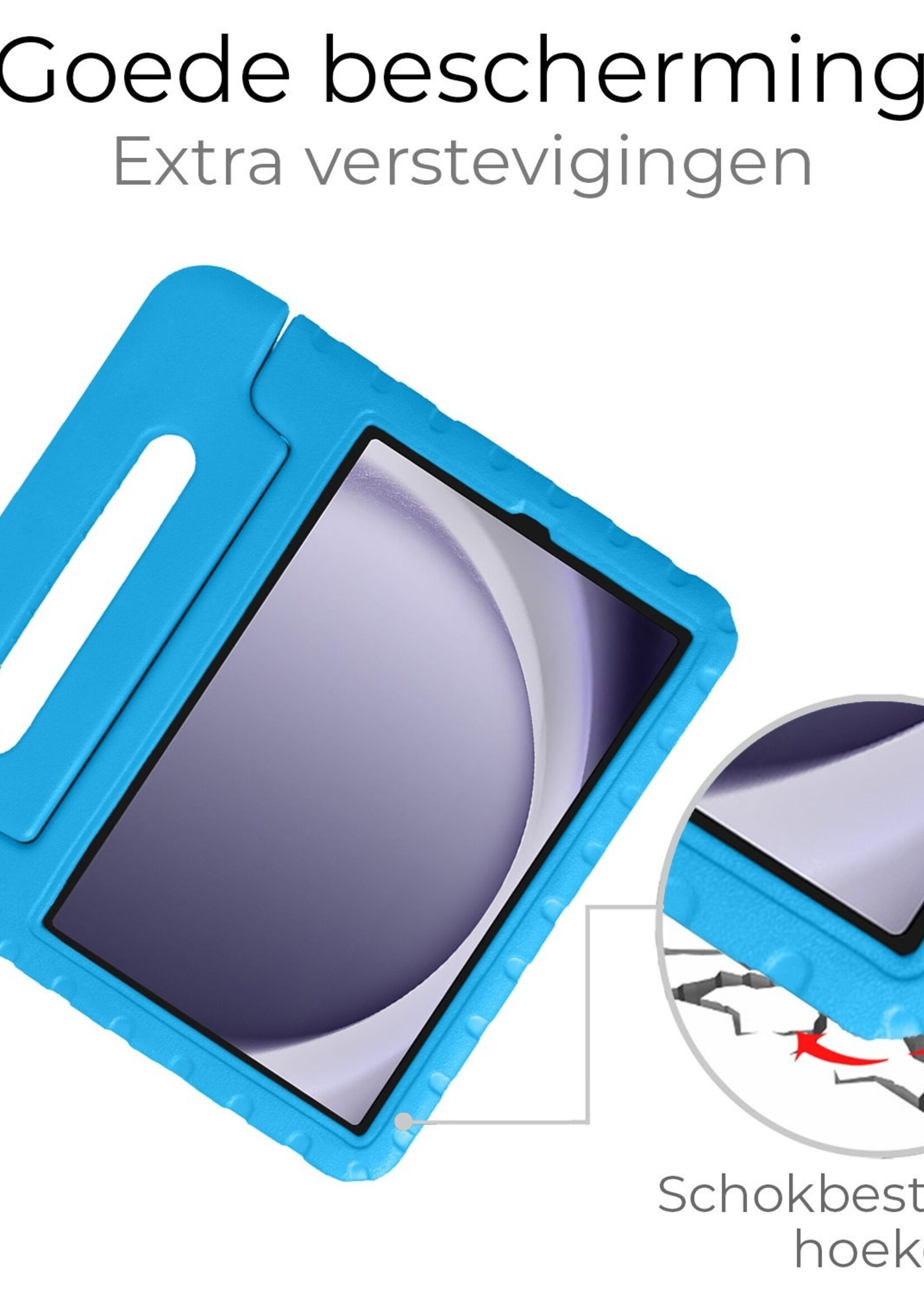 BTH Kinderhoes Geschikt voor Samsung Galaxy Tab A9 Plus Hoes Kinder Hoesje Kids Case Cover Kidsproof Met 2x Screenprotector - Hoesje Geschikt voor Samsung Tab A9 Plus Hoesje Kinder Hoes - Blauw