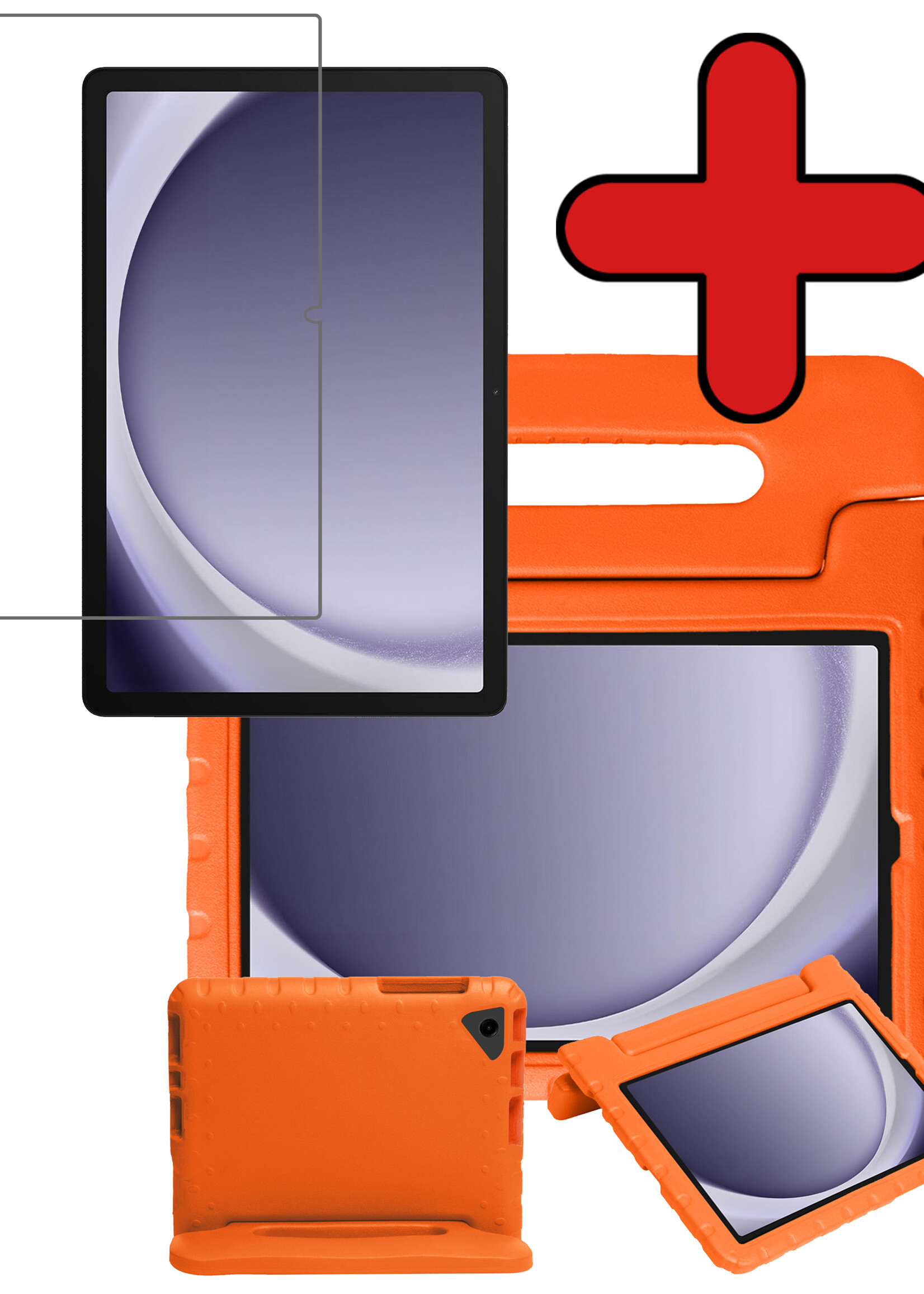 BTH Kinderhoes Geschikt voor Samsung Galaxy Tab A9 Hoes Kinder Hoesje Kids Case Cover Kidsproof Met Screenprotector - Hoesje Geschikt voor Samsung Tab A9 Hoesje Kinder Hoes - Oranje
