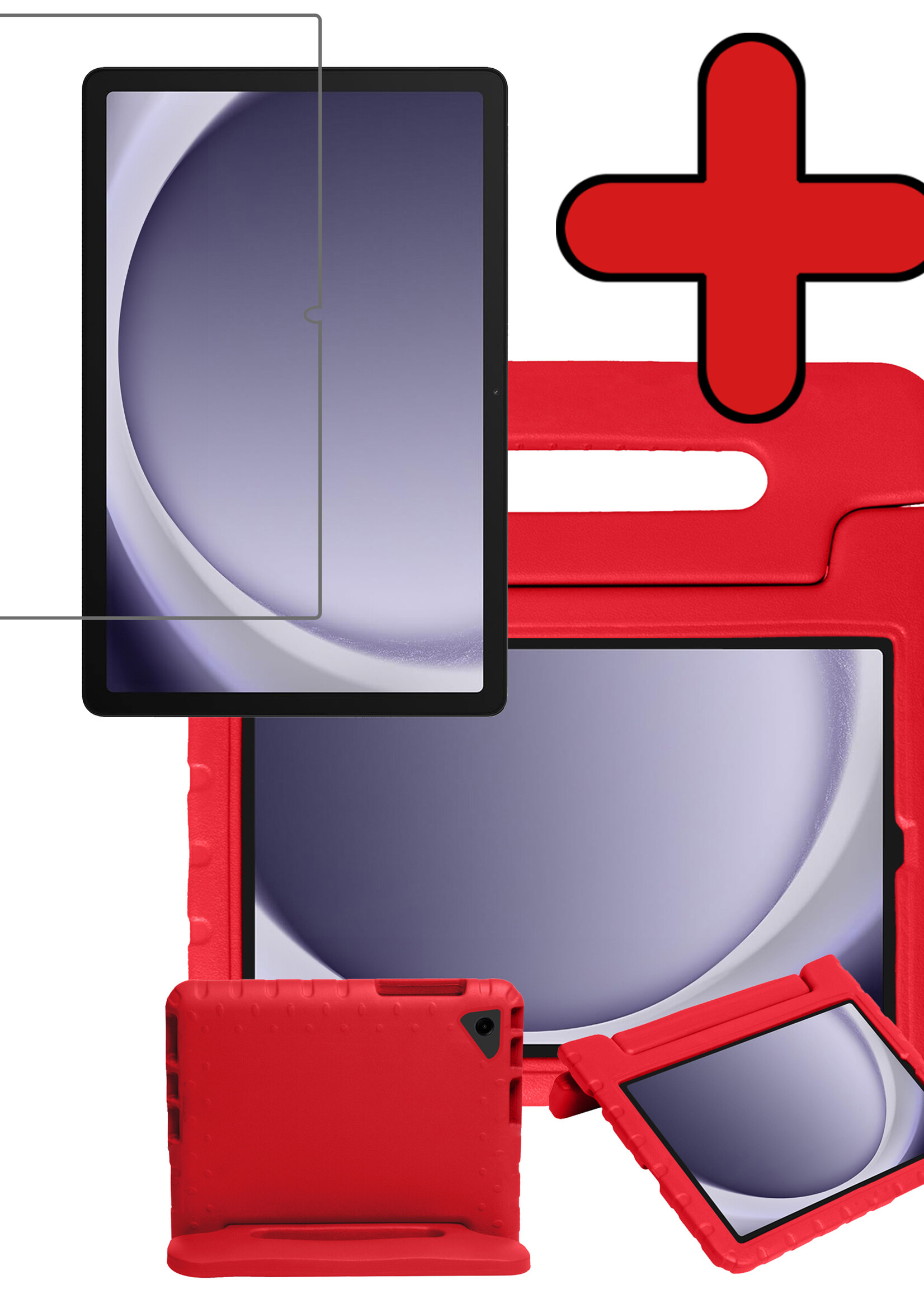 BTH Kinderhoes Geschikt voor Samsung Galaxy Tab A9 Plus Hoes Kinder Hoesje Kids Case Cover Kidsproof Met Screenprotector - Hoesje Geschikt voor Samsung Tab A9 Plus Hoesje Kinder Hoes - Rood