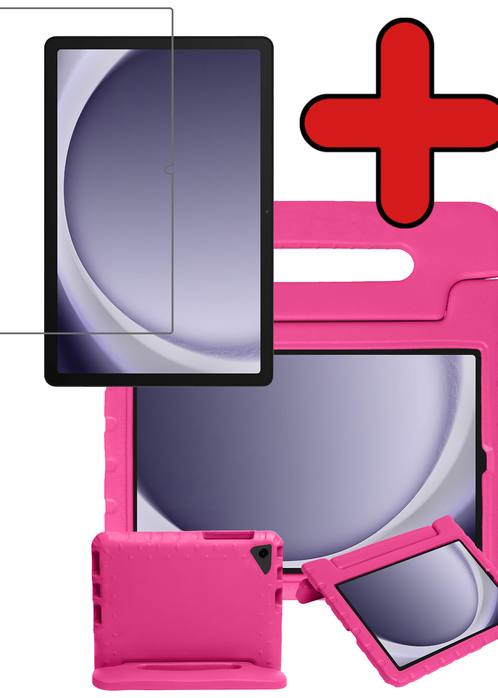 BTH Kinderhoes Geschikt voor Samsung Galaxy Tab A9 Plus Hoes Kinder Hoesje Kids Case Cover Kidsproof Met Screenprotector - Hoesje Geschikt voor Samsung Tab A9 Plus Hoesje Kinder Hoes - Roze