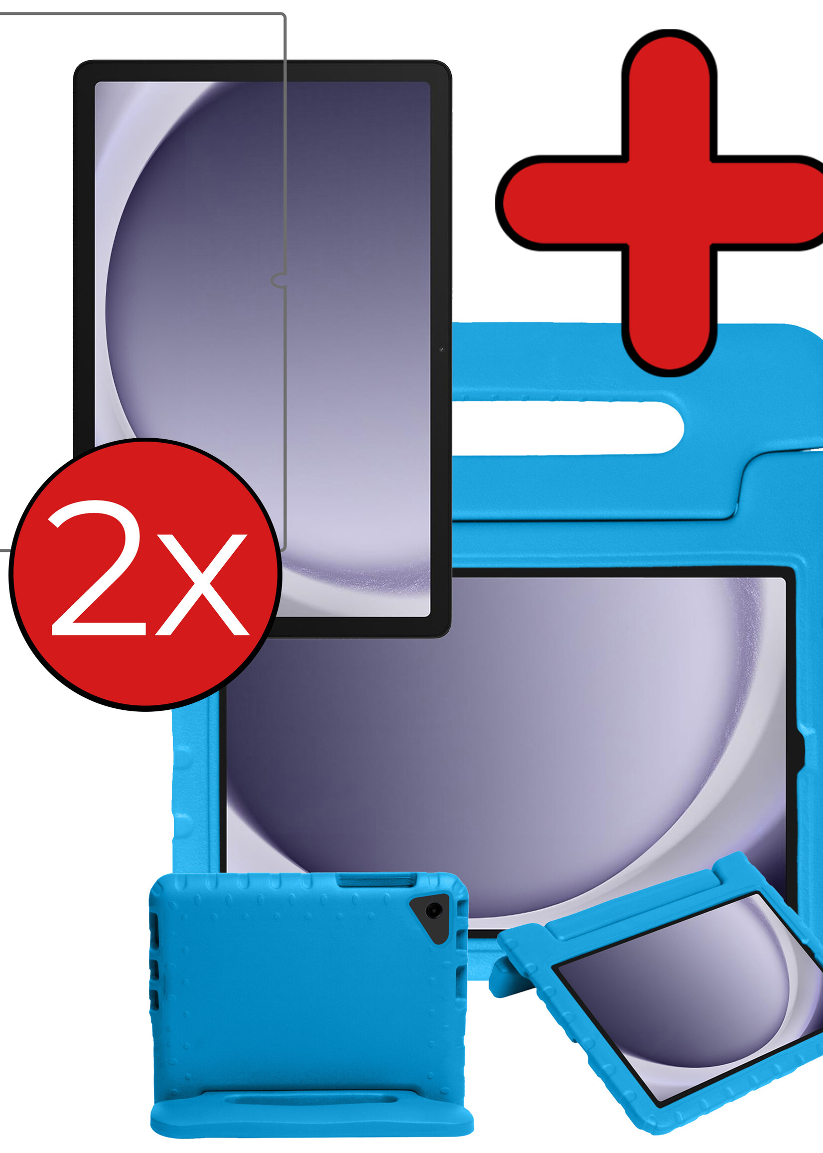 BTH Kinderhoes Geschikt voor Samsung Galaxy Tab A9 Plus Hoes Kinder Hoesje Kids Case Cover Kidsproof Met 2x Screenprotector - Hoesje Geschikt voor Samsung Tab A9 Plus Hoesje Kinder Hoes - Blauw