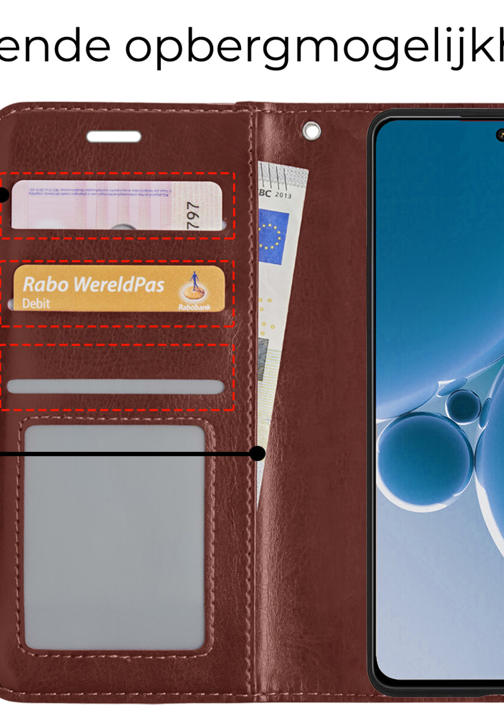 BTH Hoesje Geschikt voor OnePlus Nord 3 Hoesje Book Case Hoes Portemonnee Cover Walletcase - Hoes Geschikt voor OnePlus Nord 3 Hoes Bookcase Hoesje - Bruin
