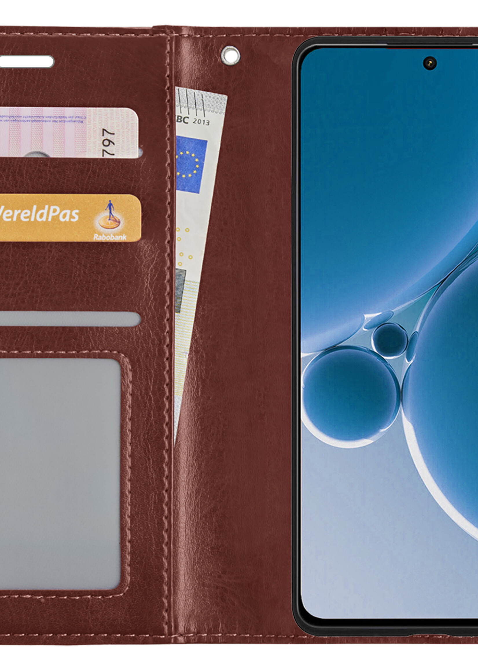 BTH Hoesje Geschikt voor OnePlus Nord 3 Hoesje Book Case Hoes Portemonnee Cover Walletcase - Hoes Geschikt voor OnePlus Nord 3 Hoes Bookcase Hoesje - Bruin