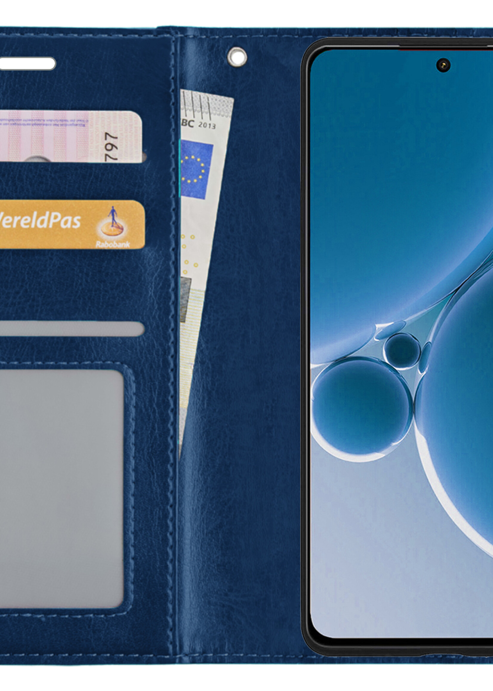 BTH Hoesje Geschikt voor OnePlus Nord 3 Hoesje Book Case Hoes Portemonnee Cover Walletcase - Hoes Geschikt voor OnePlus Nord 3 Hoes Bookcase Hoesje - Donkerblauw