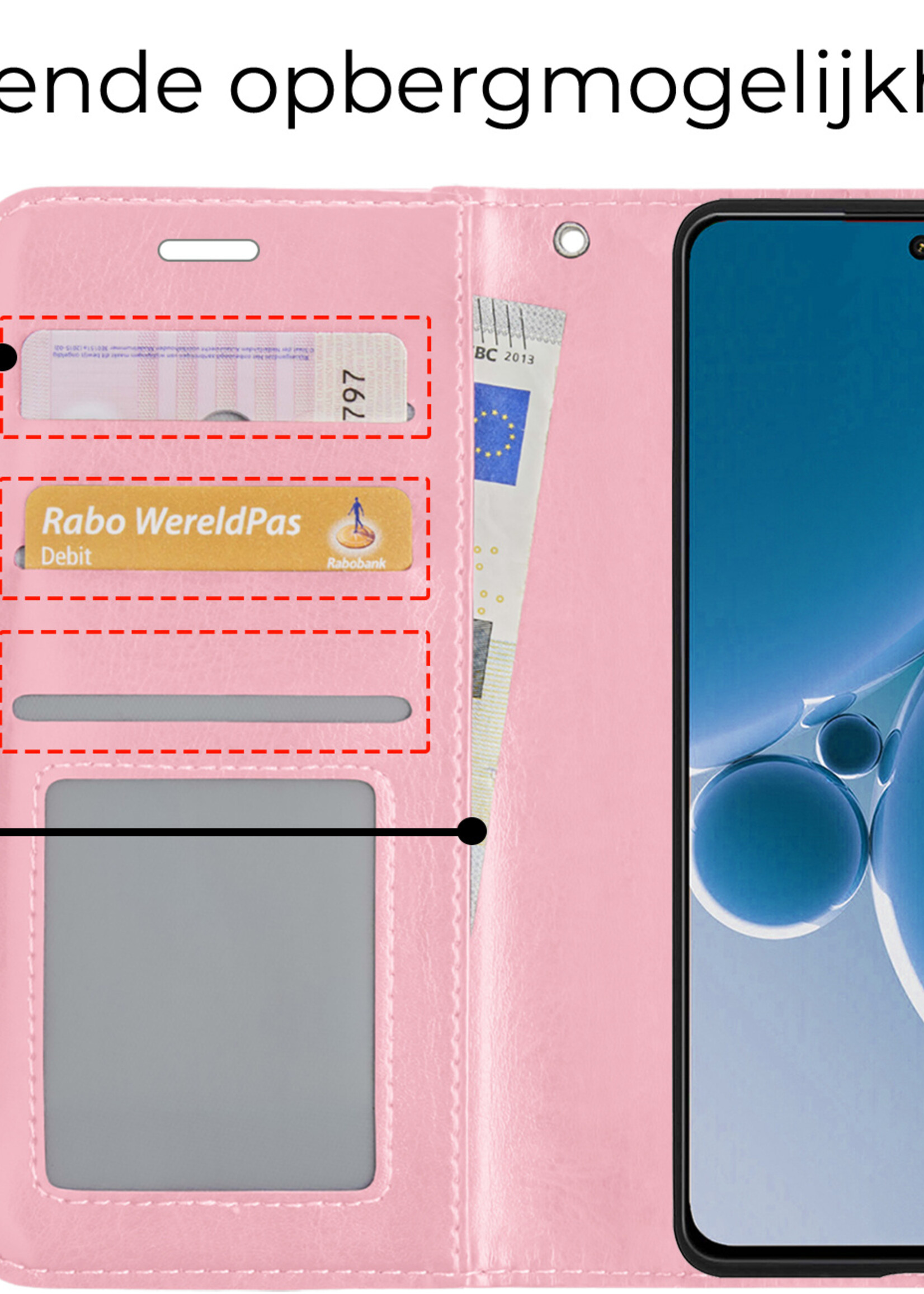 BTH Hoesje Geschikt voor OnePlus Nord 3 Hoesje Book Case Hoes Portemonnee Cover Walletcase - Hoes Geschikt voor OnePlus Nord 3 Hoes Bookcase Hoesje - Lichtroze