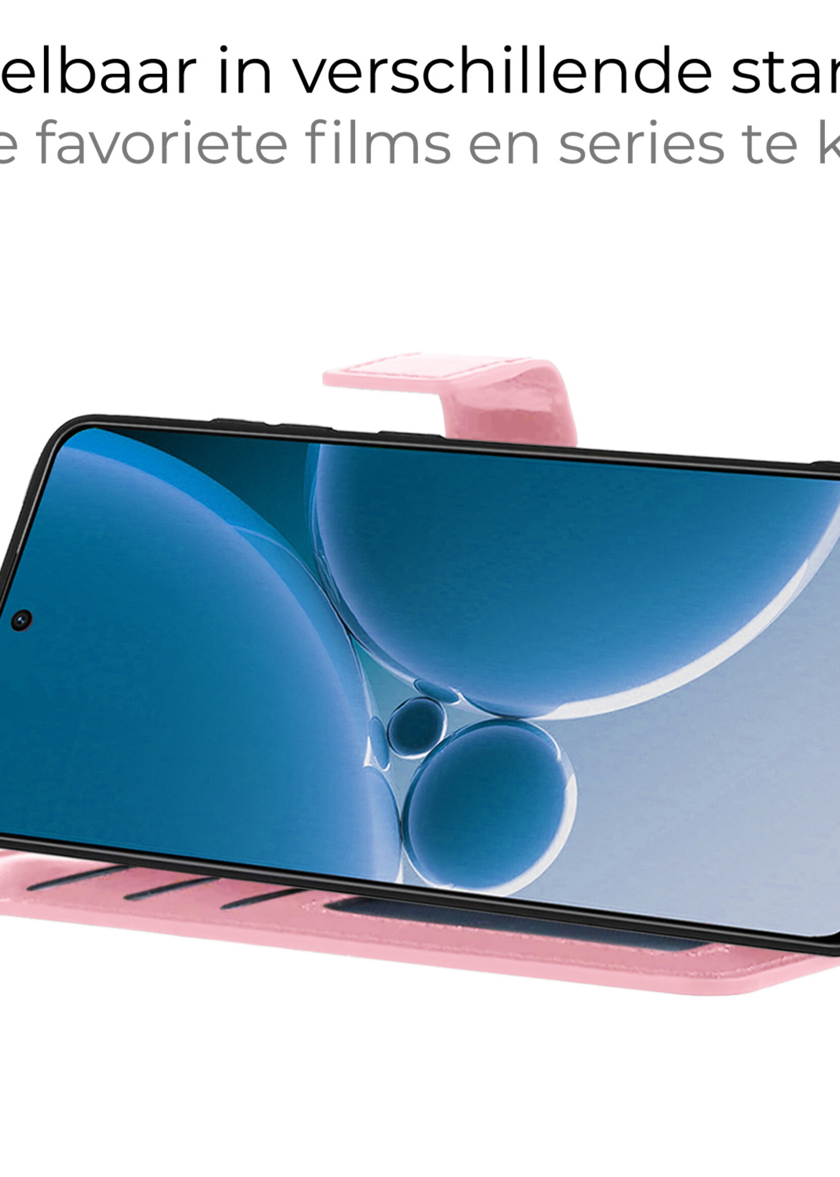 BTH Hoesje Geschikt voor OnePlus Nord 3 Hoesje Book Case Hoes Portemonnee Cover Walletcase - Hoes Geschikt voor OnePlus Nord 3 Hoes Bookcase Hoesje - Lichtroze