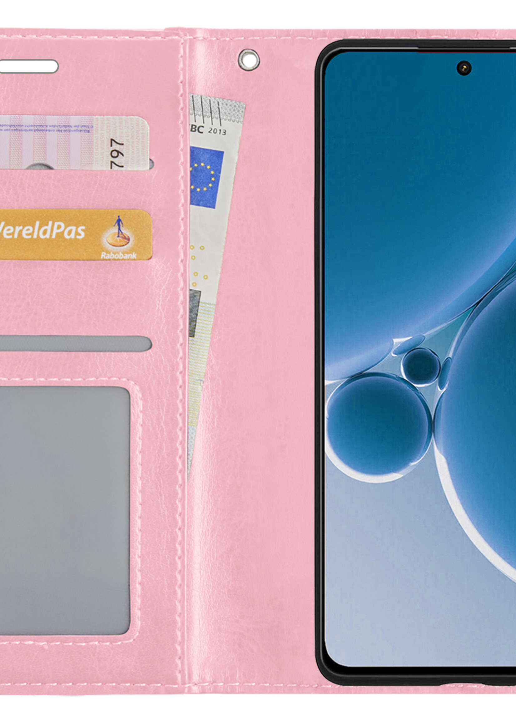 BTH Hoesje Geschikt voor OnePlus Nord 3 Hoesje Book Case Hoes Portemonnee Cover Walletcase - Hoes Geschikt voor OnePlus Nord 3 Hoes Bookcase Hoesje - Lichtroze