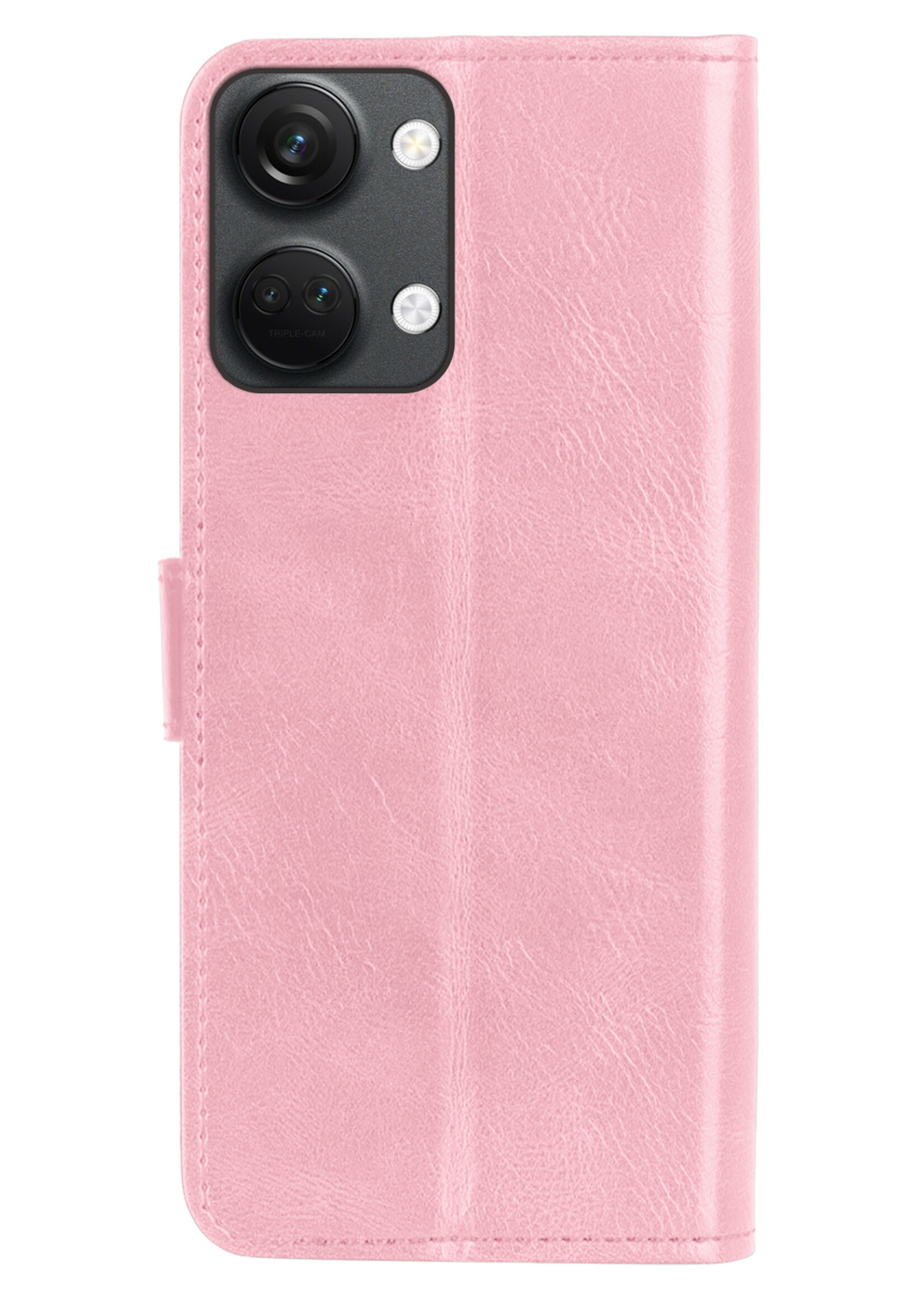 BTH Hoesje Geschikt voor OnePlus Nord 3 Hoesje Book Case Hoes Portemonnee Cover Walletcase - Hoes Geschikt voor OnePlus Nord 3 Hoes Bookcase Hoesje - Lichtroze