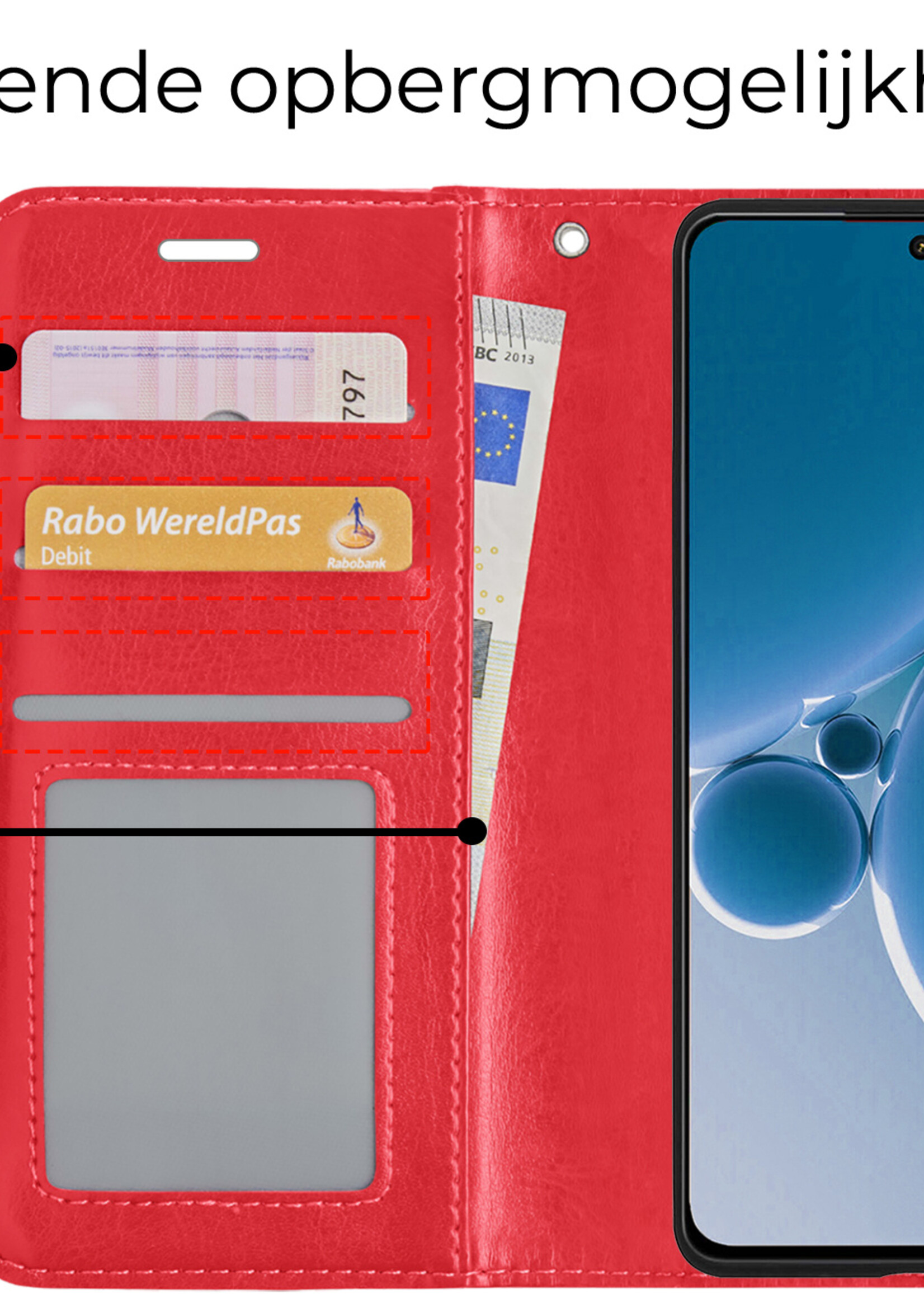 BTH Hoesje Geschikt voor OnePlus Nord 3 Hoesje Book Case Hoes Portemonnee Cover Walletcase - Hoes Geschikt voor OnePlus Nord 3 Hoes Bookcase Hoesje - Rood