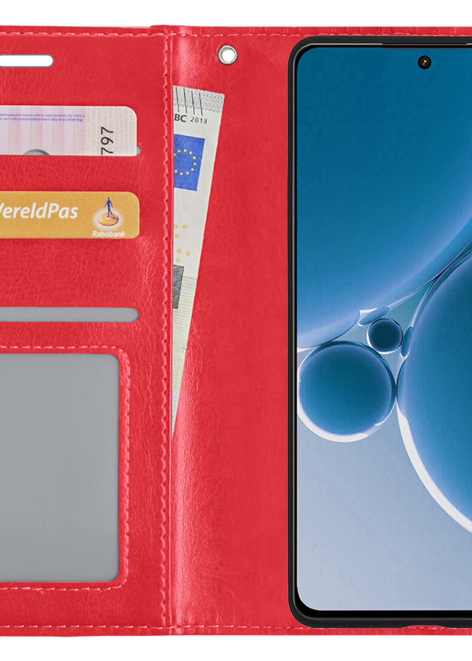 BTH Hoesje Geschikt voor OnePlus Nord 3 Hoesje Book Case Hoes Portemonnee Cover Walletcase - Hoes Geschikt voor OnePlus Nord 3 Hoes Bookcase Hoesje - Rood