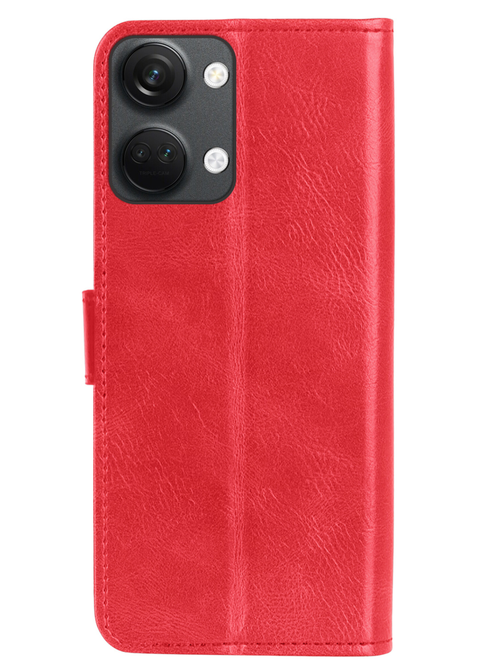 BTH Hoesje Geschikt voor OnePlus Nord 3 Hoesje Book Case Hoes Portemonnee Cover Walletcase - Hoes Geschikt voor OnePlus Nord 3 Hoes Bookcase Hoesje - Rood