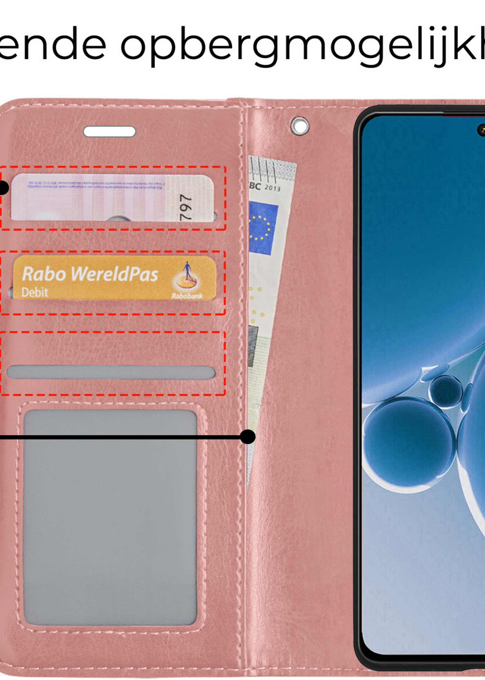 BTH Hoesje Geschikt voor OnePlus Nord 3 Hoesje Book Case Hoes Portemonnee Cover Walletcase - Hoes Geschikt voor OnePlus Nord 3 Hoes Bookcase Hoesje - Rosé goud