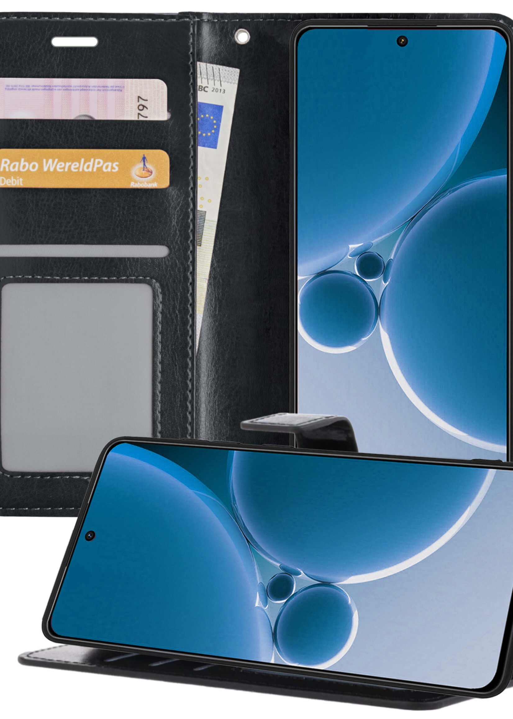 BTH Hoesje Geschikt voor OnePlus Nord 3 Hoesje Book Case Hoes Portemonnee Cover Walletcase - Hoes Geschikt voor OnePlus Nord 3 Hoes Bookcase Hoesje - Zwart